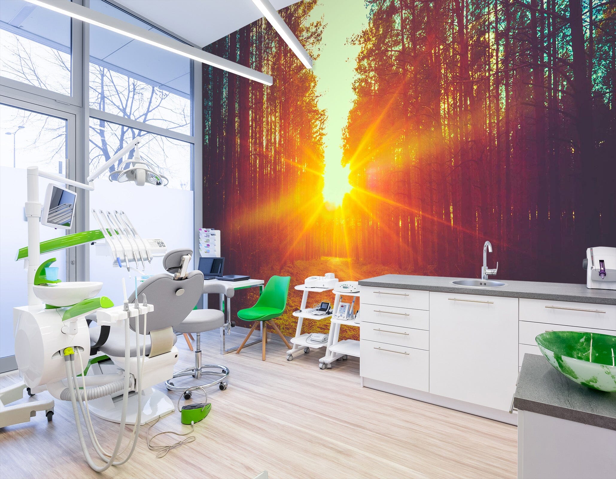 3D Sunset Forest 051 Wall Murals Wallpaper AJ Wallpaper 2 