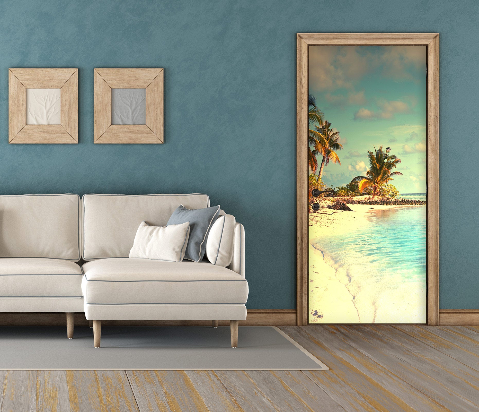 3D Beach Tree 215 Door Mural