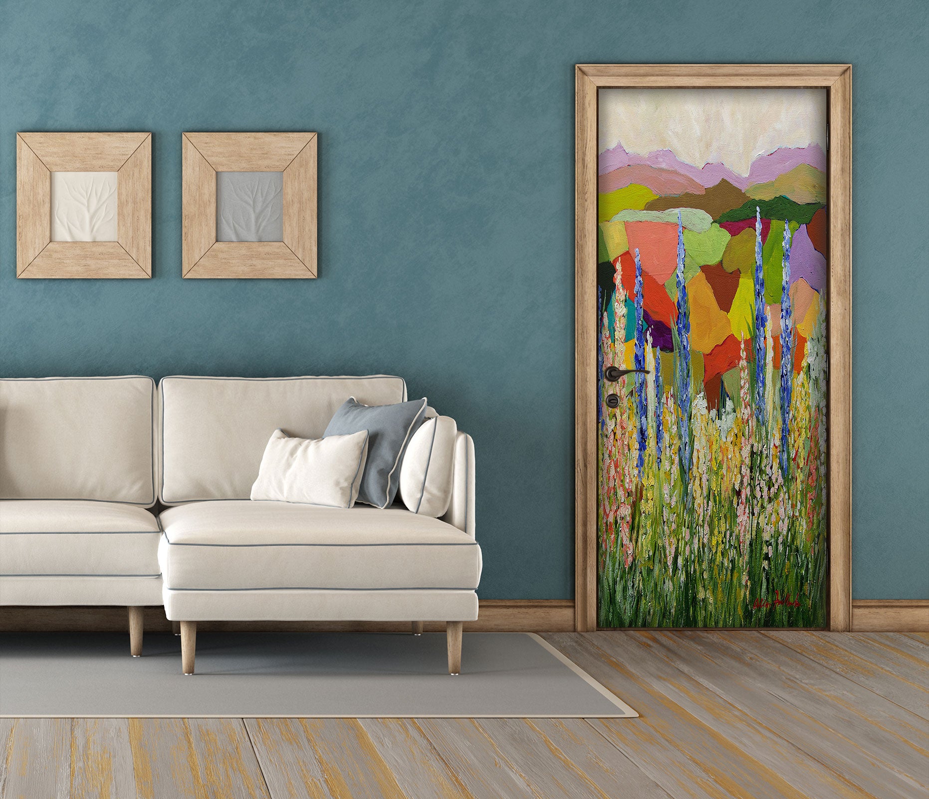 3D Grass Mountain Color Block 93179 Allan P. Friedlander Door Mural