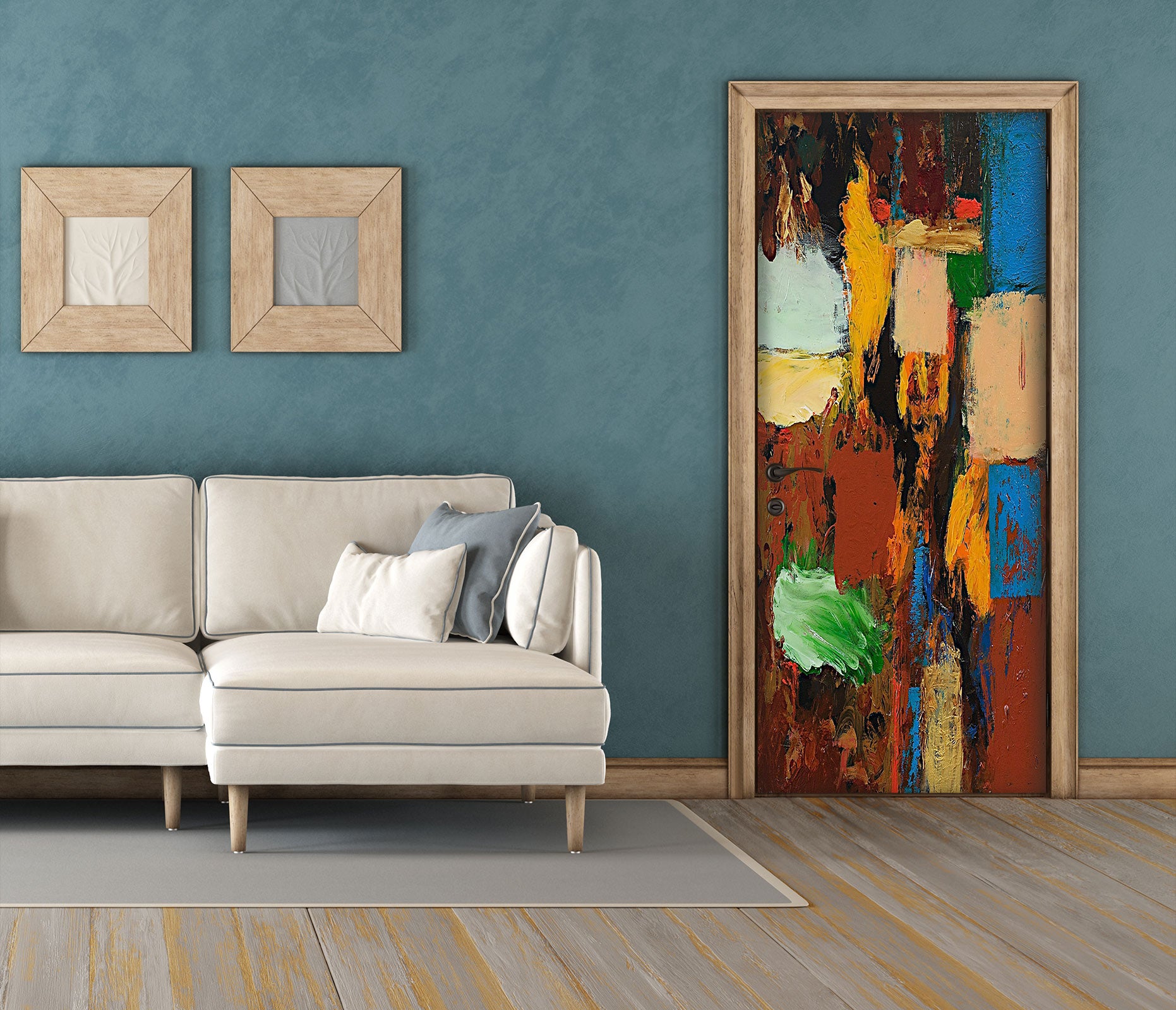 3D Brown Blue Green Block 10108 Allan P. Friedlander Door Mural