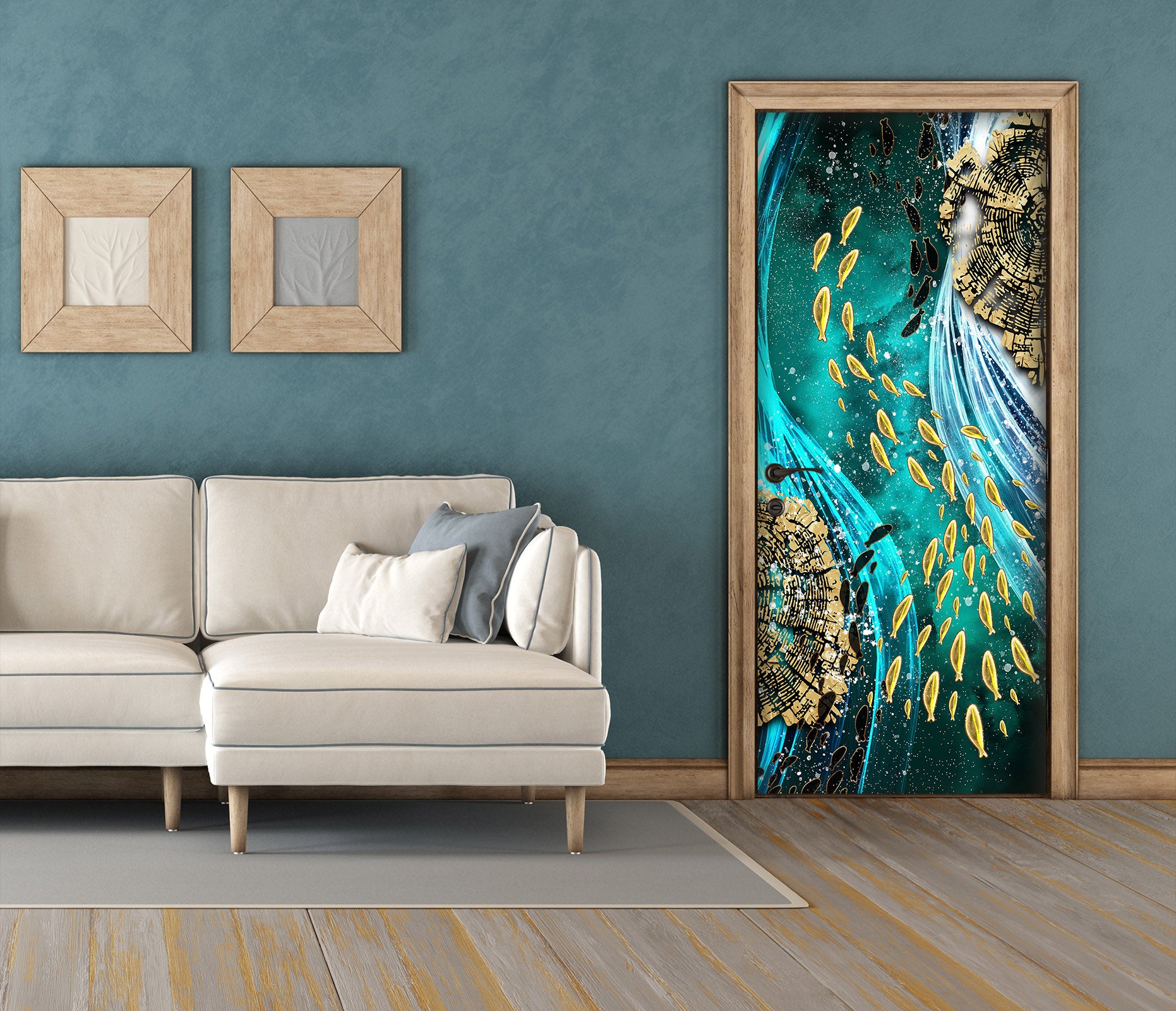 3D School Of Fish 22001 Door Mural