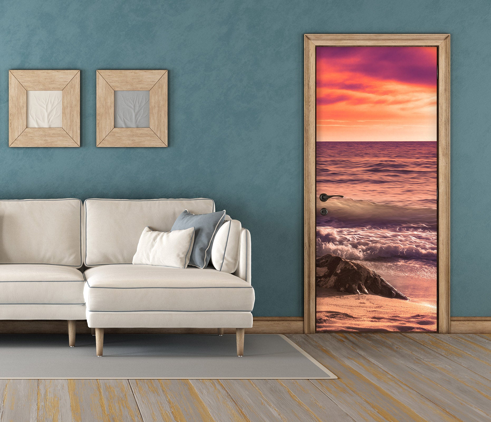 3D Waves Seaside Sunset 12287 Marco Carmassi Door Mural