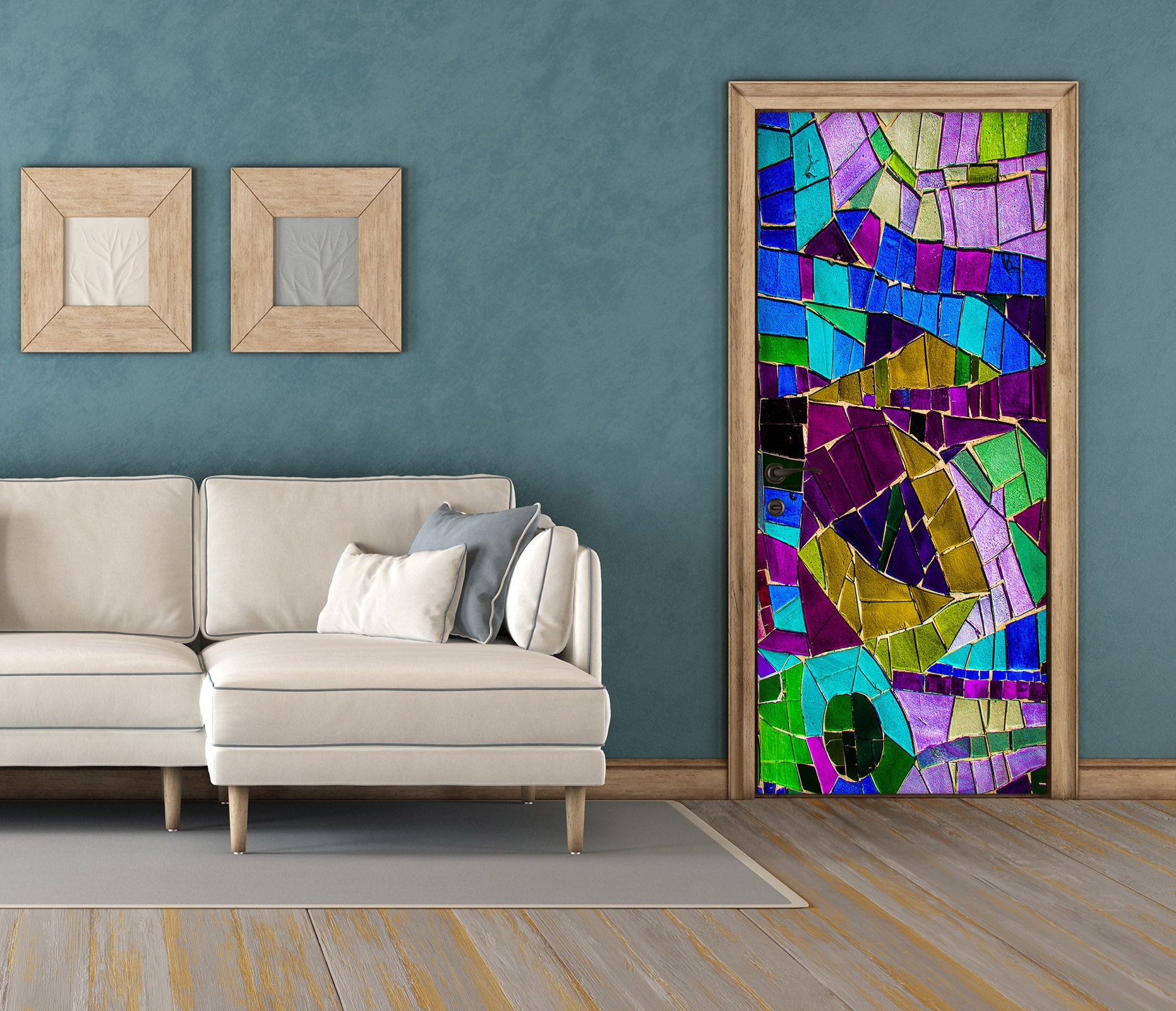 3D Multicolored Blocks 25147 Door Mural