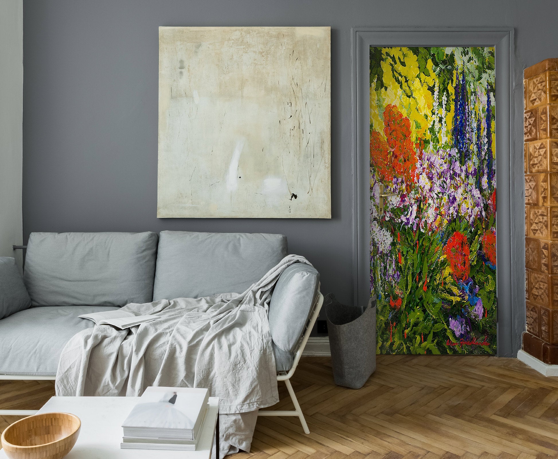 3D Flower Bush Painting 9380 Allan P. Friedlander Door Mural