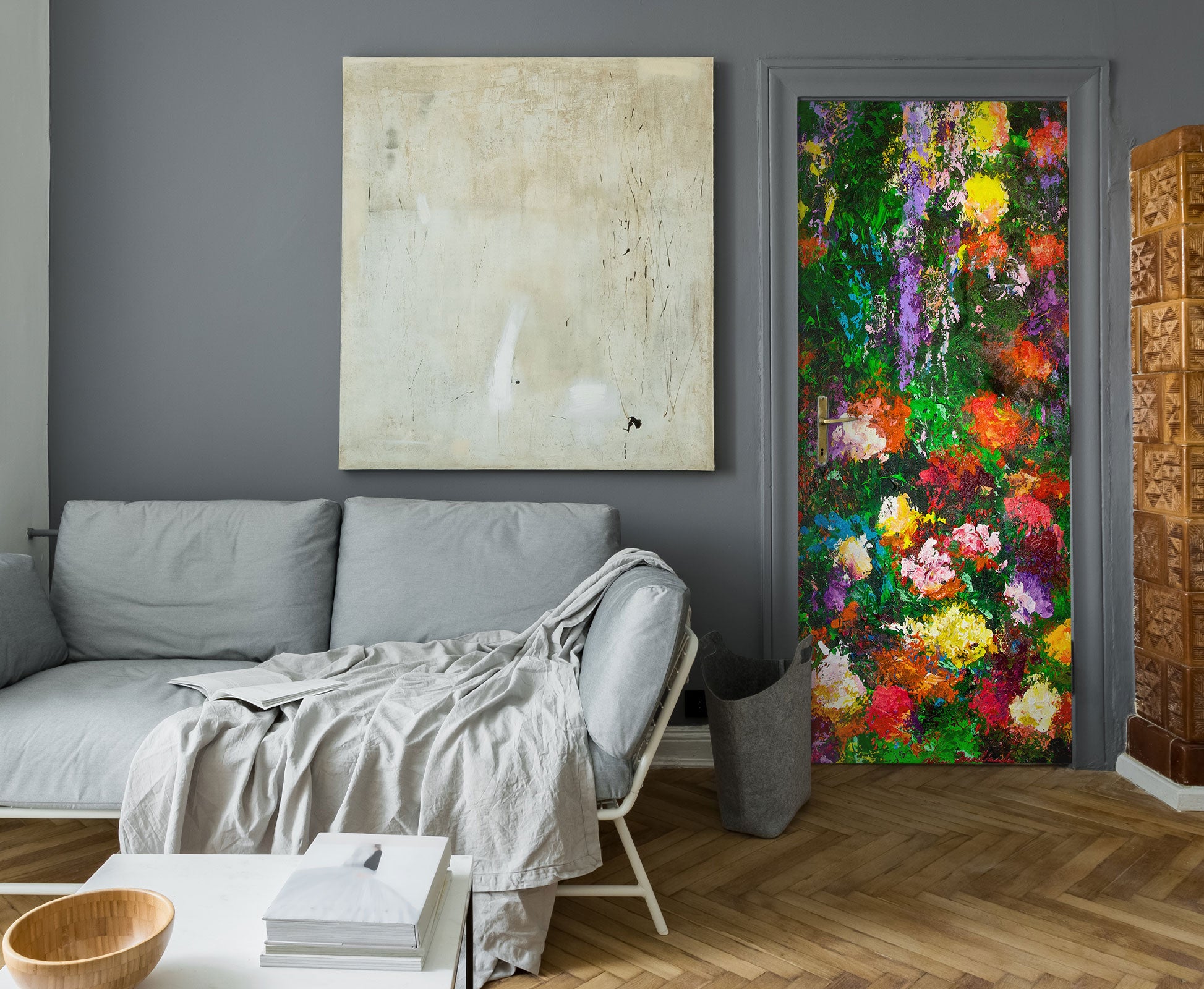 3D Colorful Flower Bush Painting 93121 Allan P. Friedlander Door Mural