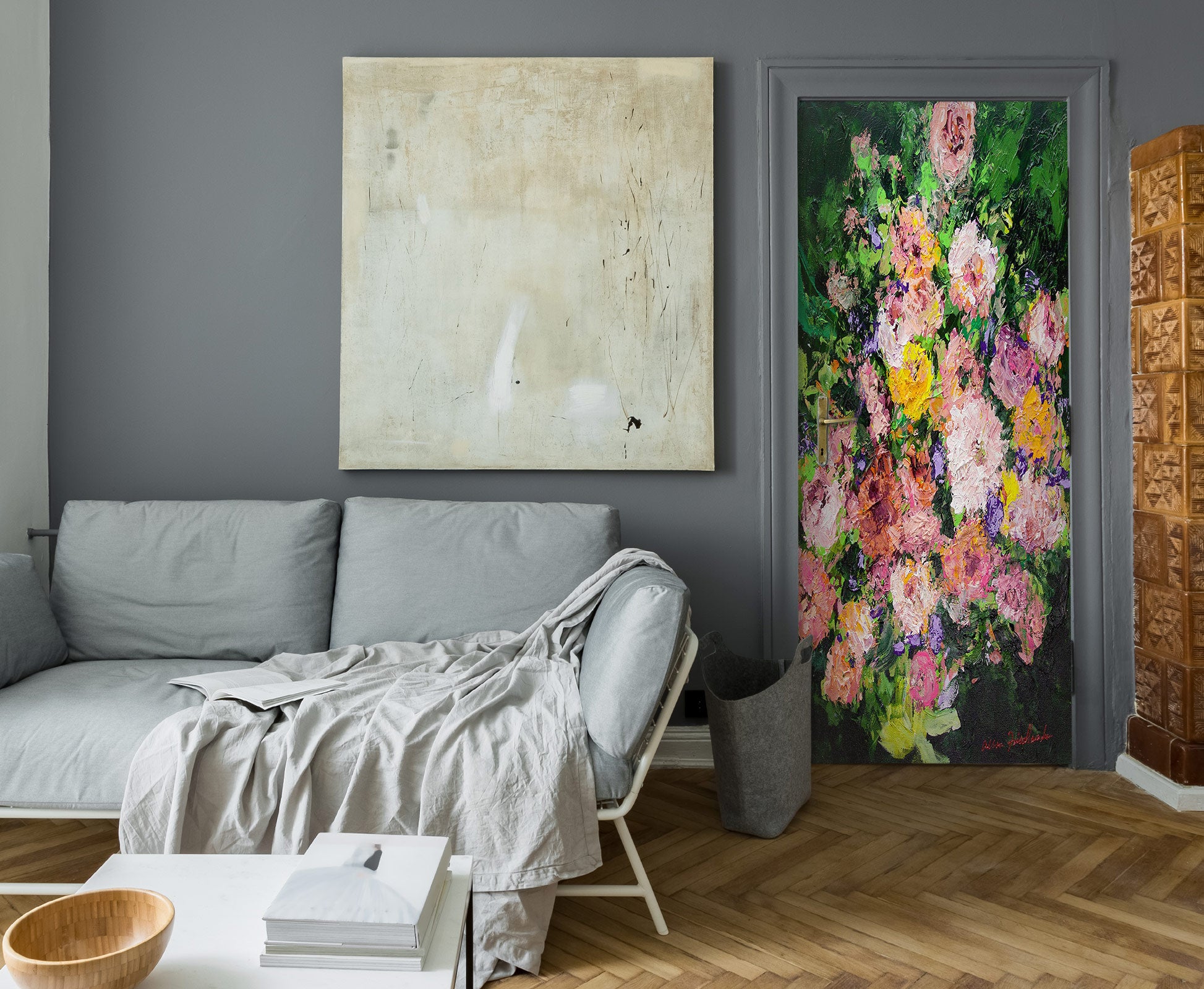 3D Color Flower Oil Painting Pattern 93219 Allan P. Friedlander Door Mural