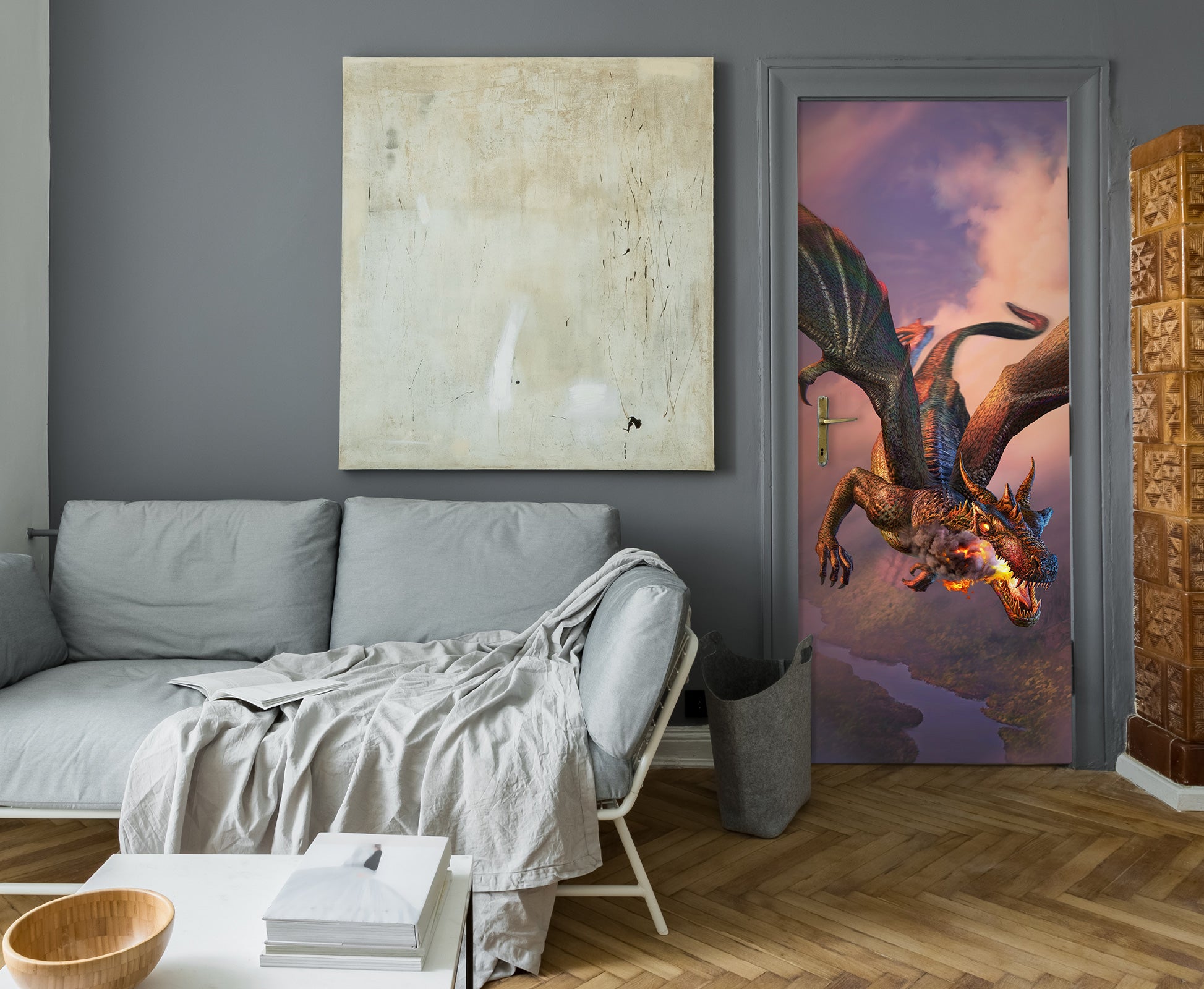 3D Flying Dragon 112132 Jerry LoFaro Door Mural