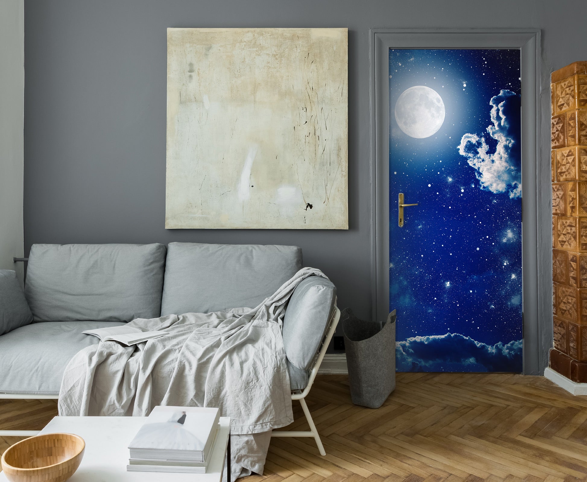 3D Moon Cloud 23221 Door Mural