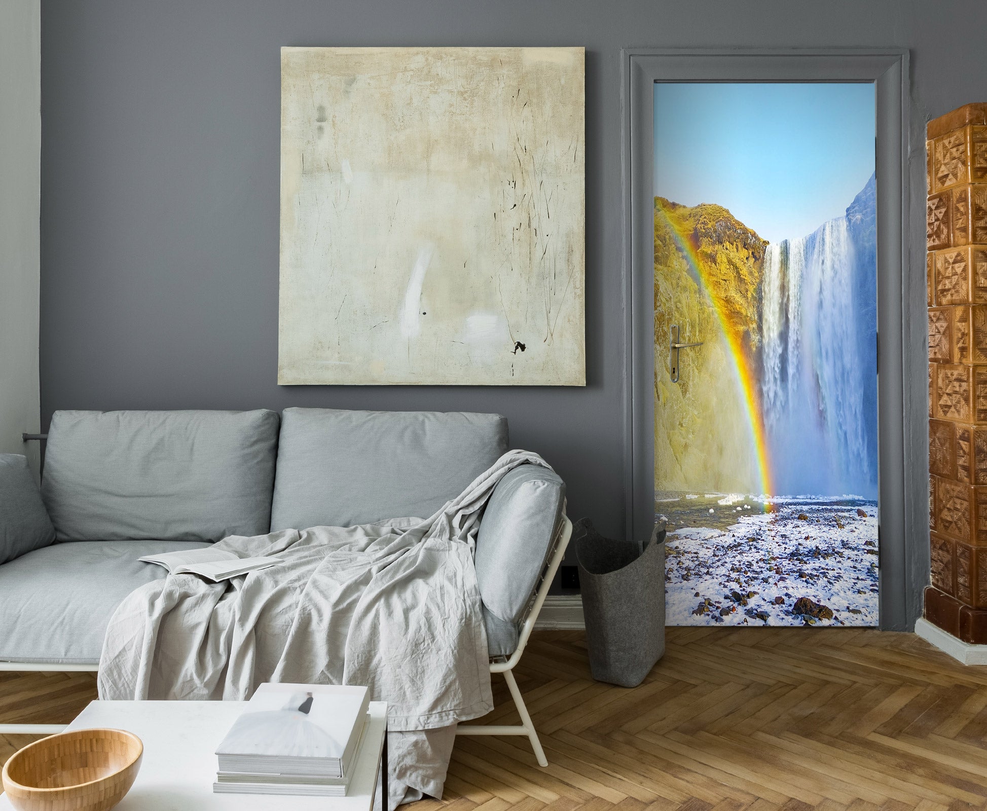 3D Rainbow Waterfall 24145 Door Mural