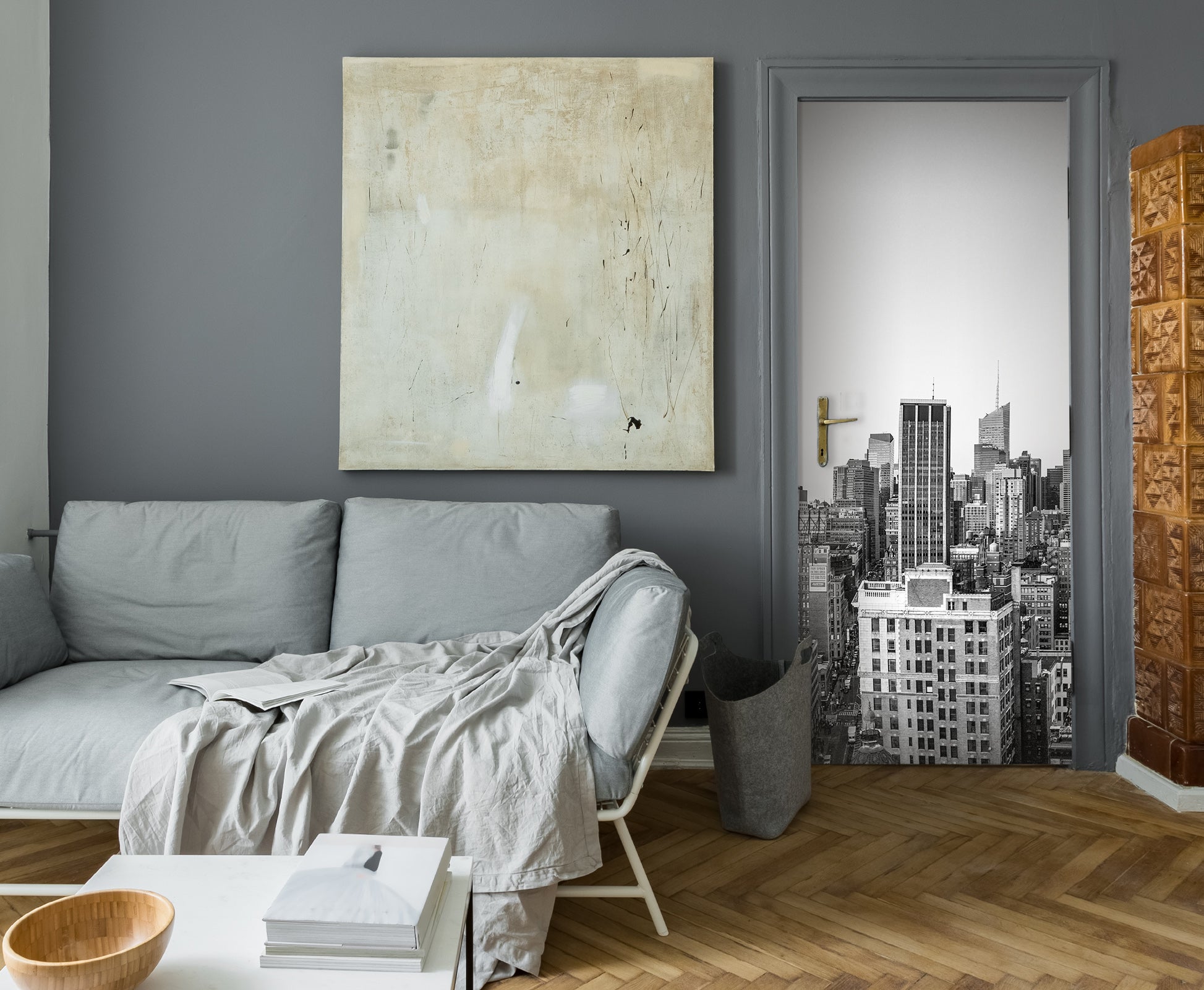 3D Grey High-Rise 101153 Assaf Frank Door Mural