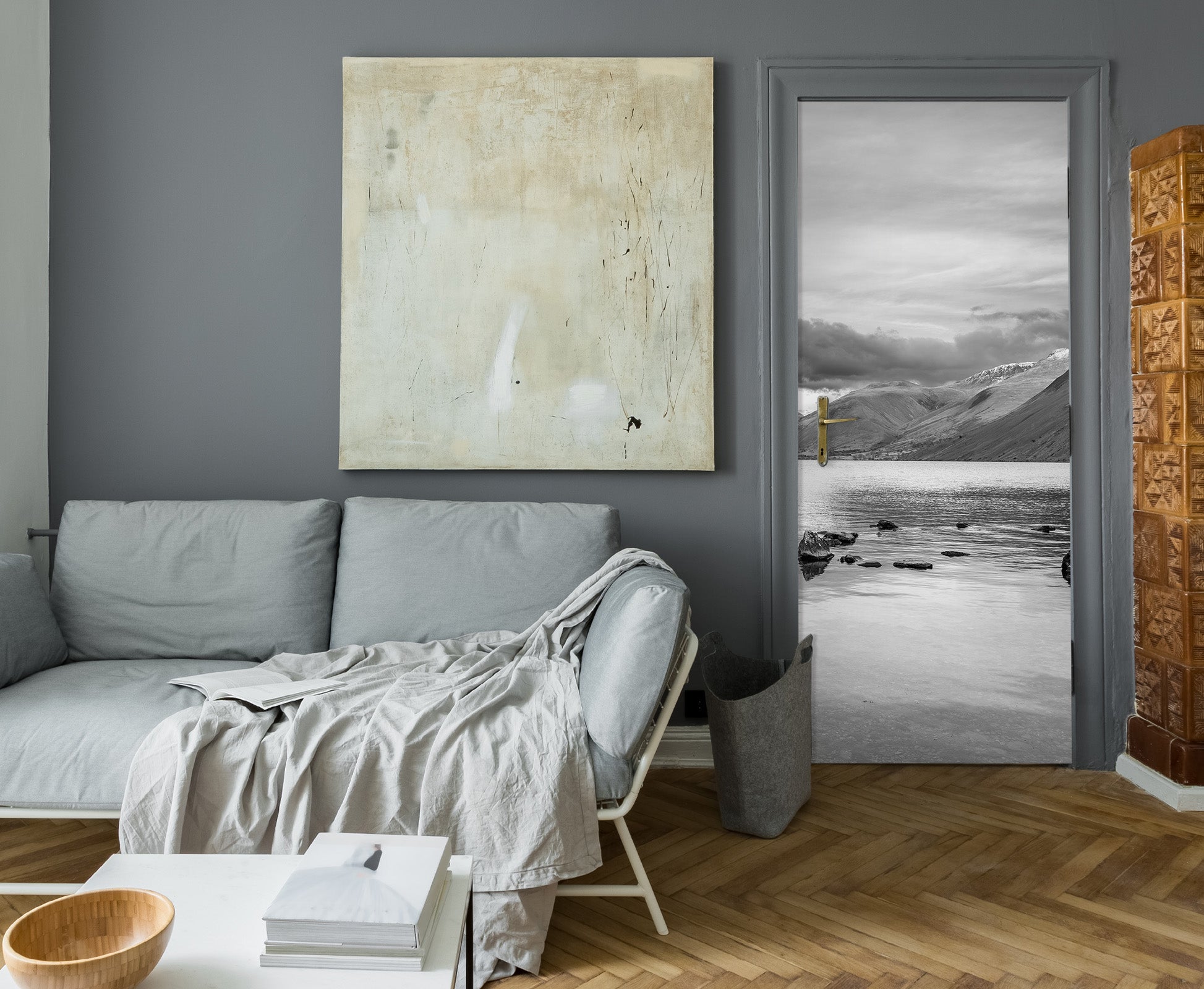 3D Grey Lake 106186 Assaf Frank Door Mural