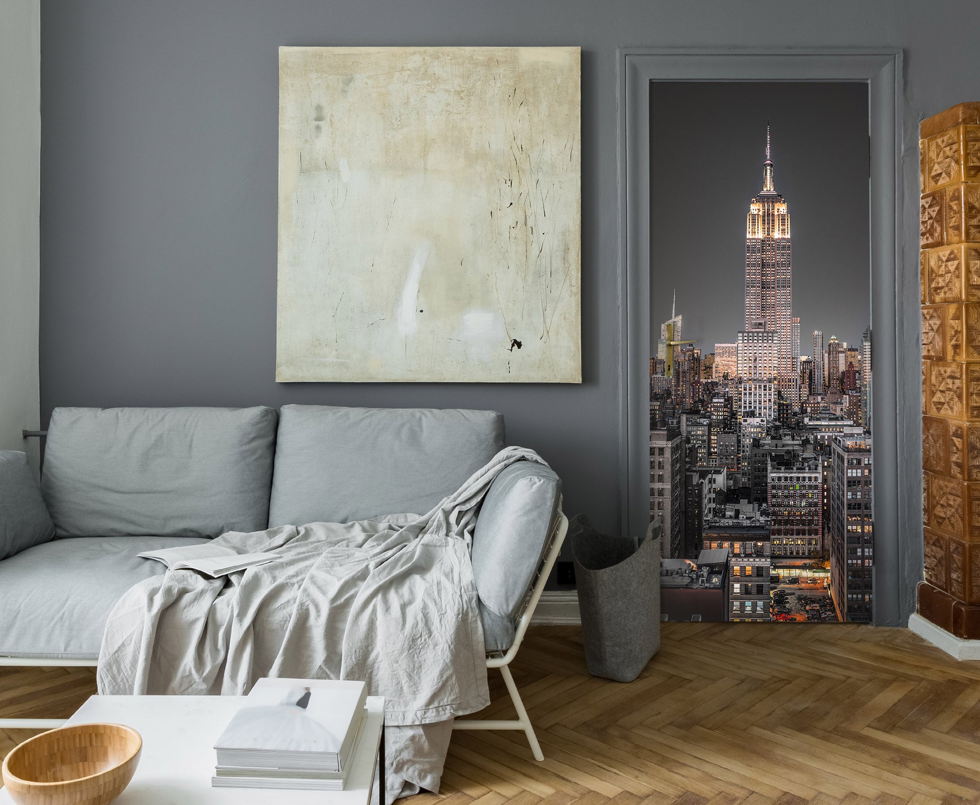 3D Night High Building 101156 Assaf Frank Door Mural