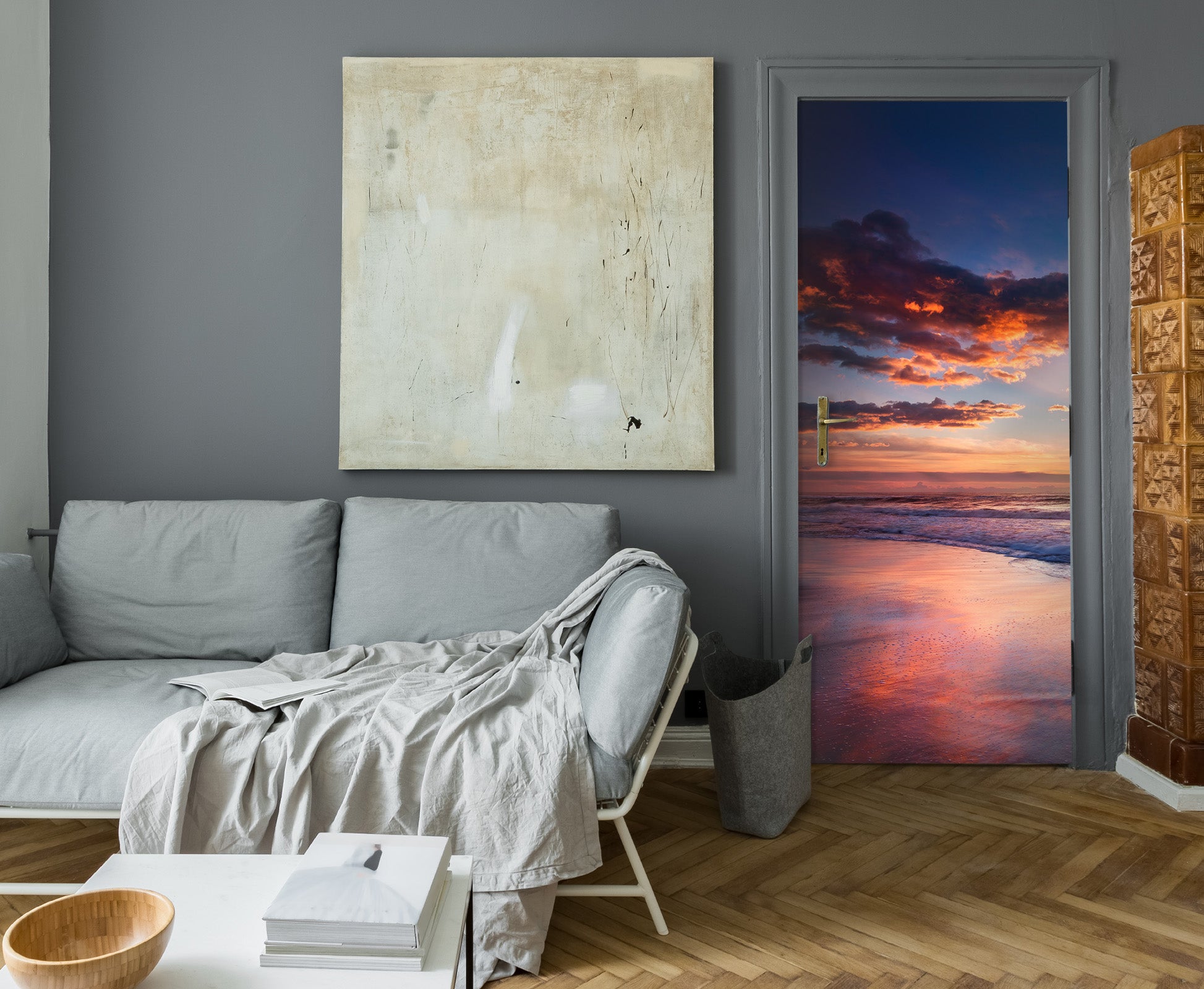 3D Sunset Sky Beach 122134 Marco Carmassi Door Mural