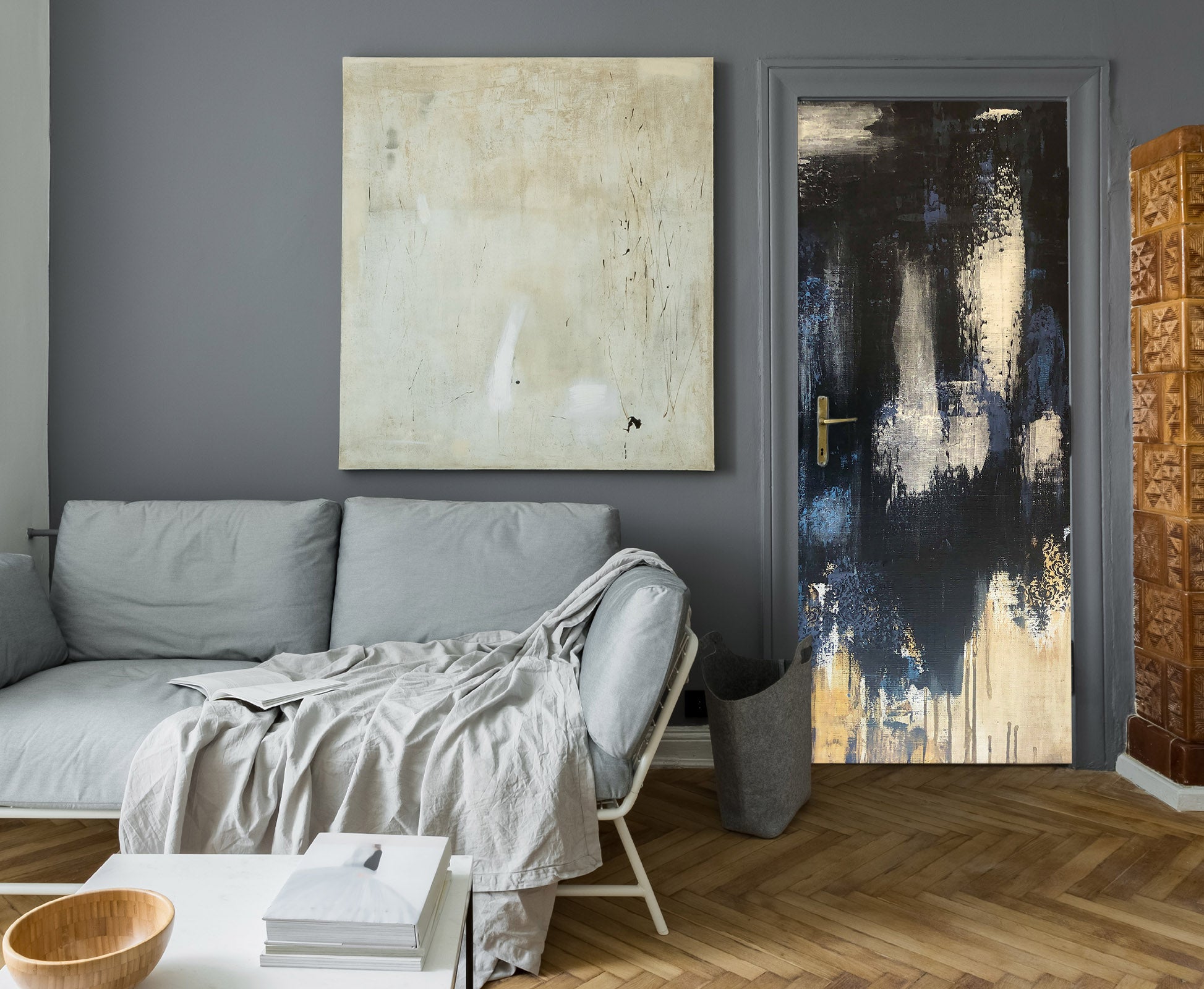 3D Dark Watercolor 848 Skromova Marina Door Mural