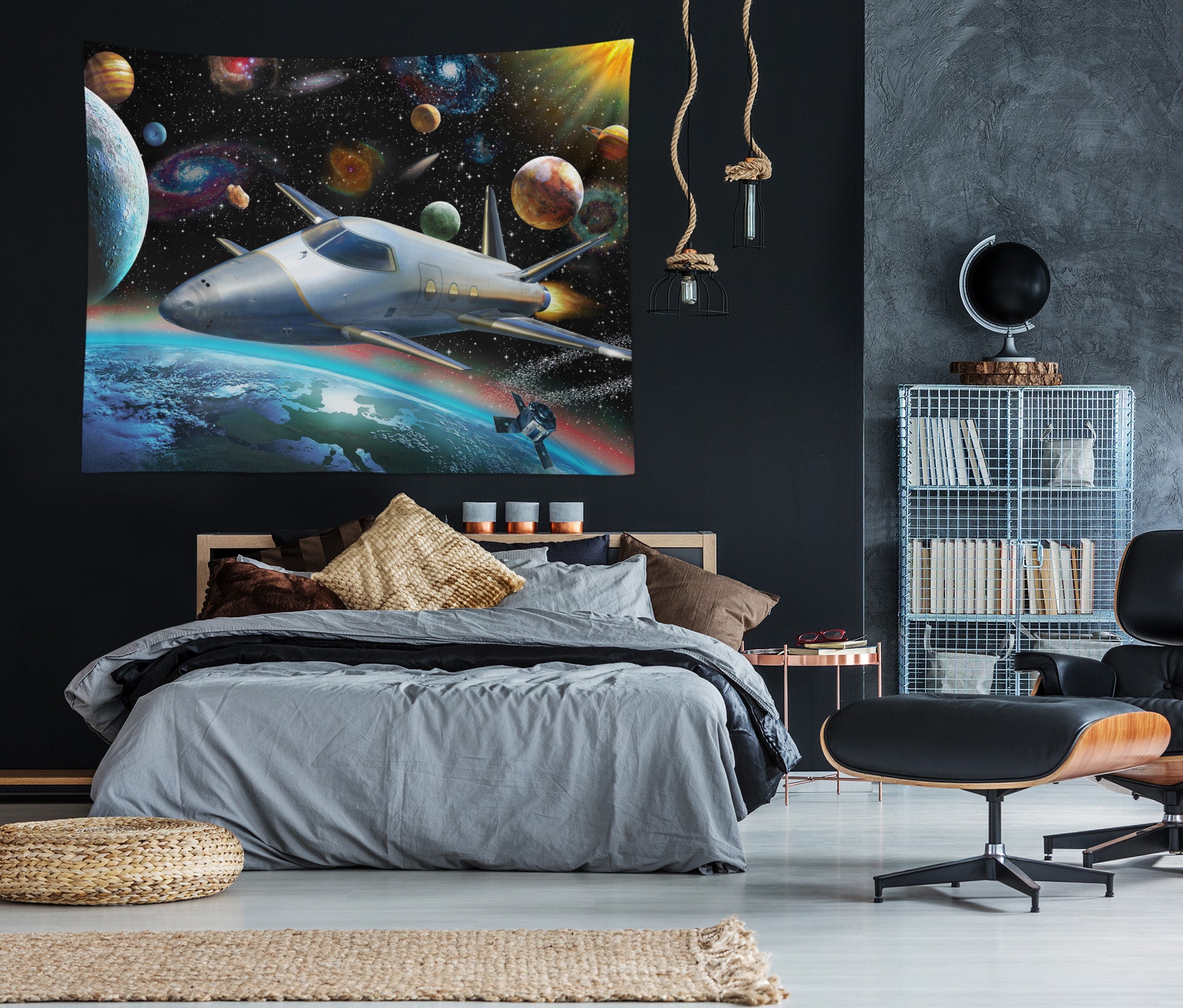 3D Space Planet Rocket 720 Adrian Chesterman Tapestry Hanging Cloth Hang