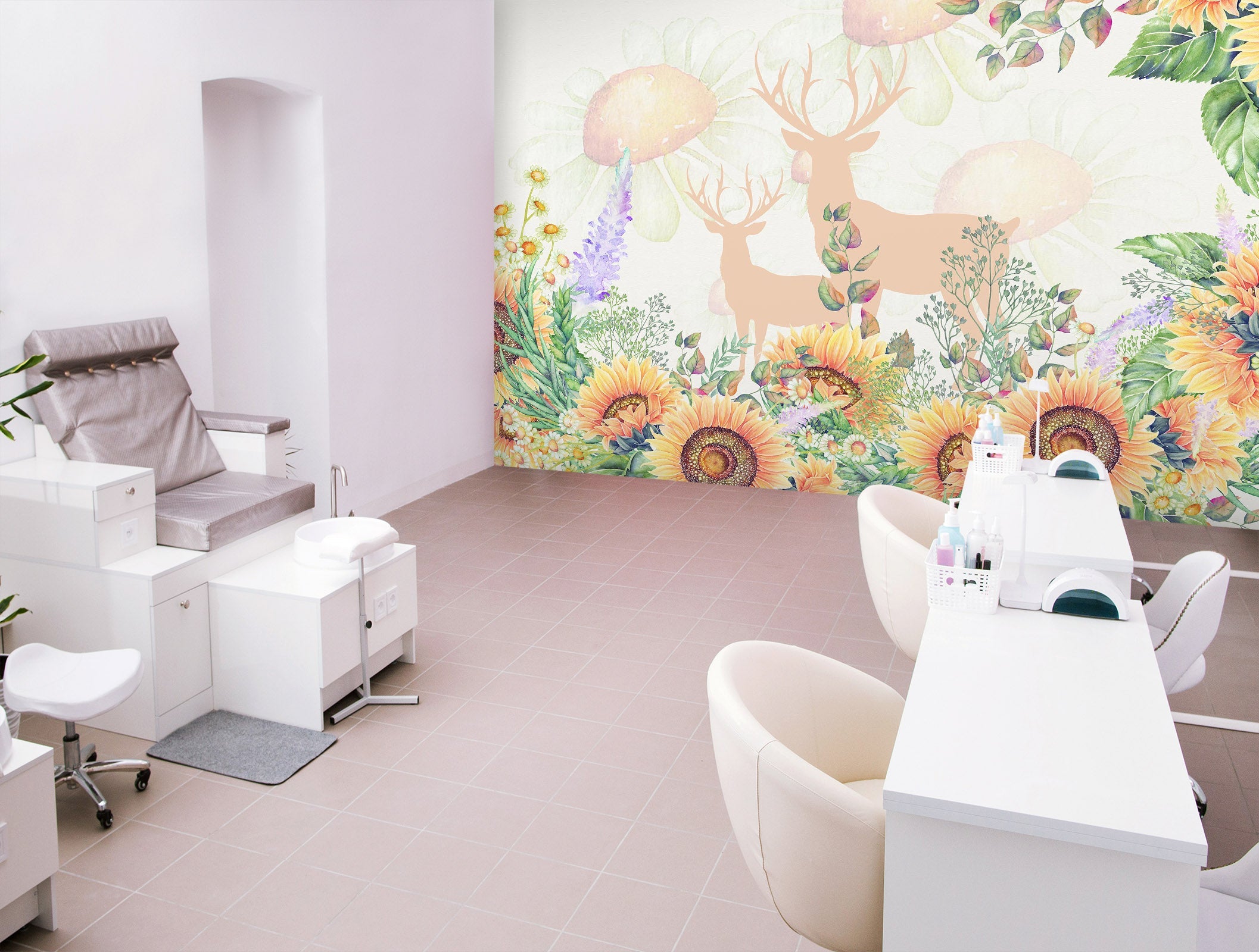 3D Sunflower Deer 070 Wall Murals Wallpaper AJ Wallpaper 2 