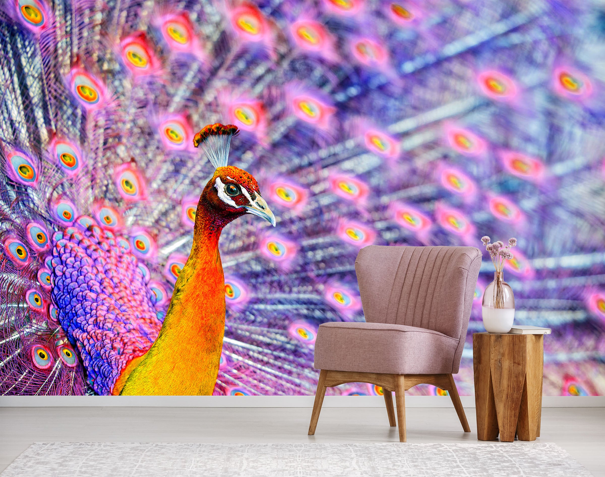 3D Purple Peacock 321 Wall Murals