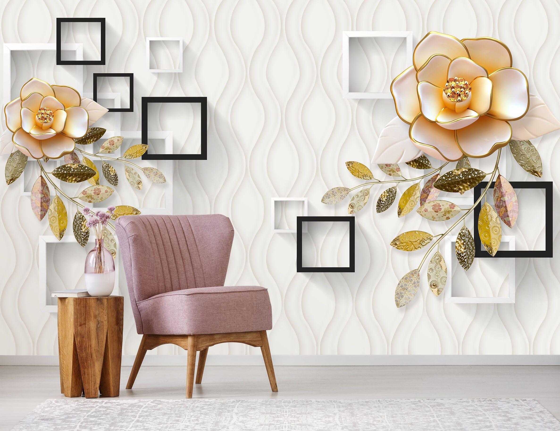 3D Flower Square 1632 Wall Murals Wallpaper AJ Wallpaper 2 