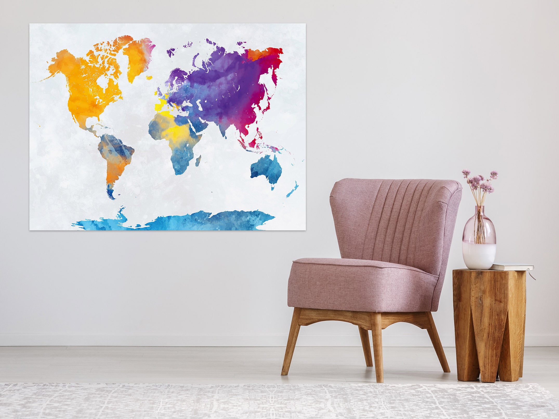 3D Color Pattern 112 World Map Wall Sticker