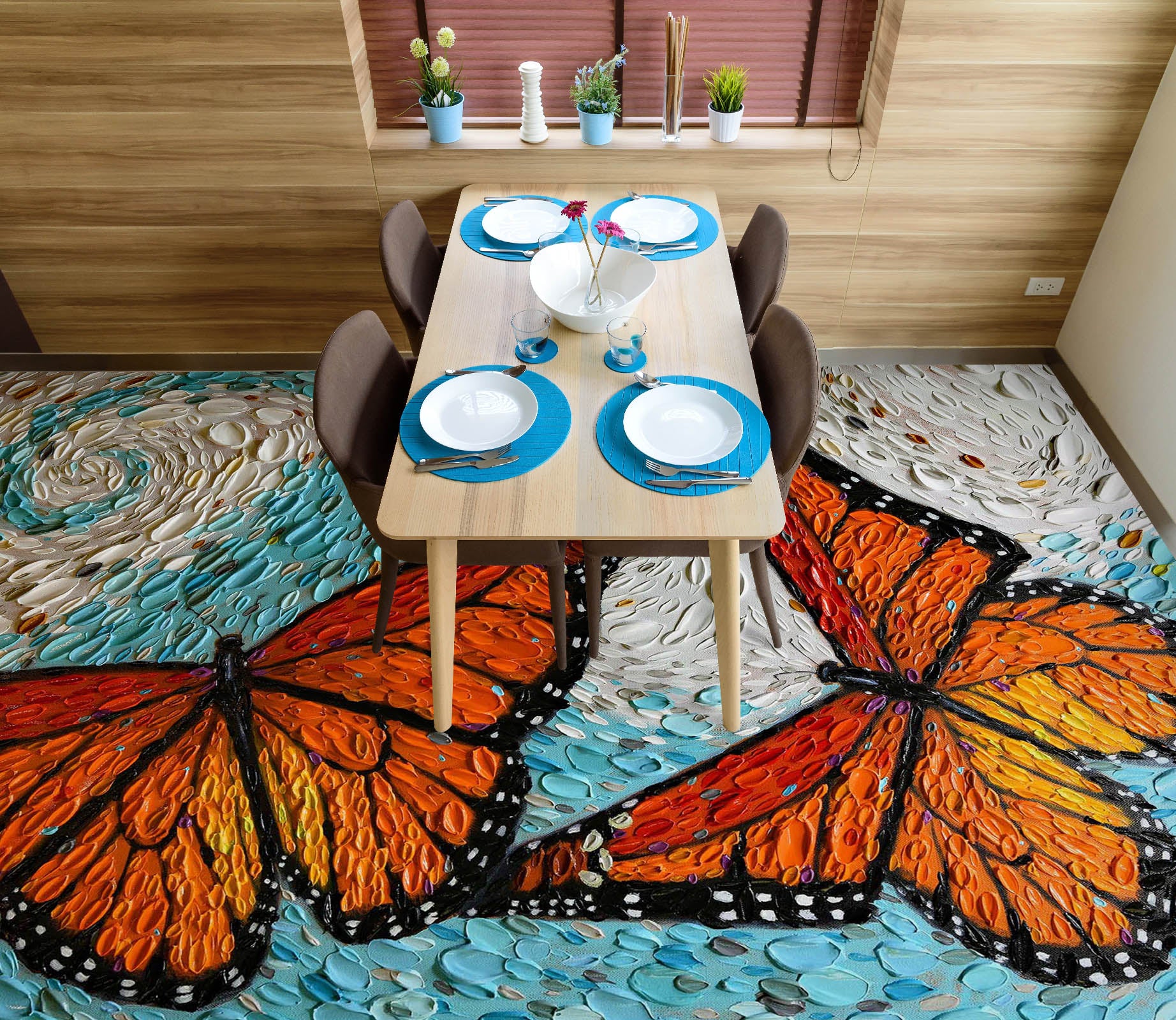 3D Two Butterflies 102174 Dena Tollefson Floor Mural