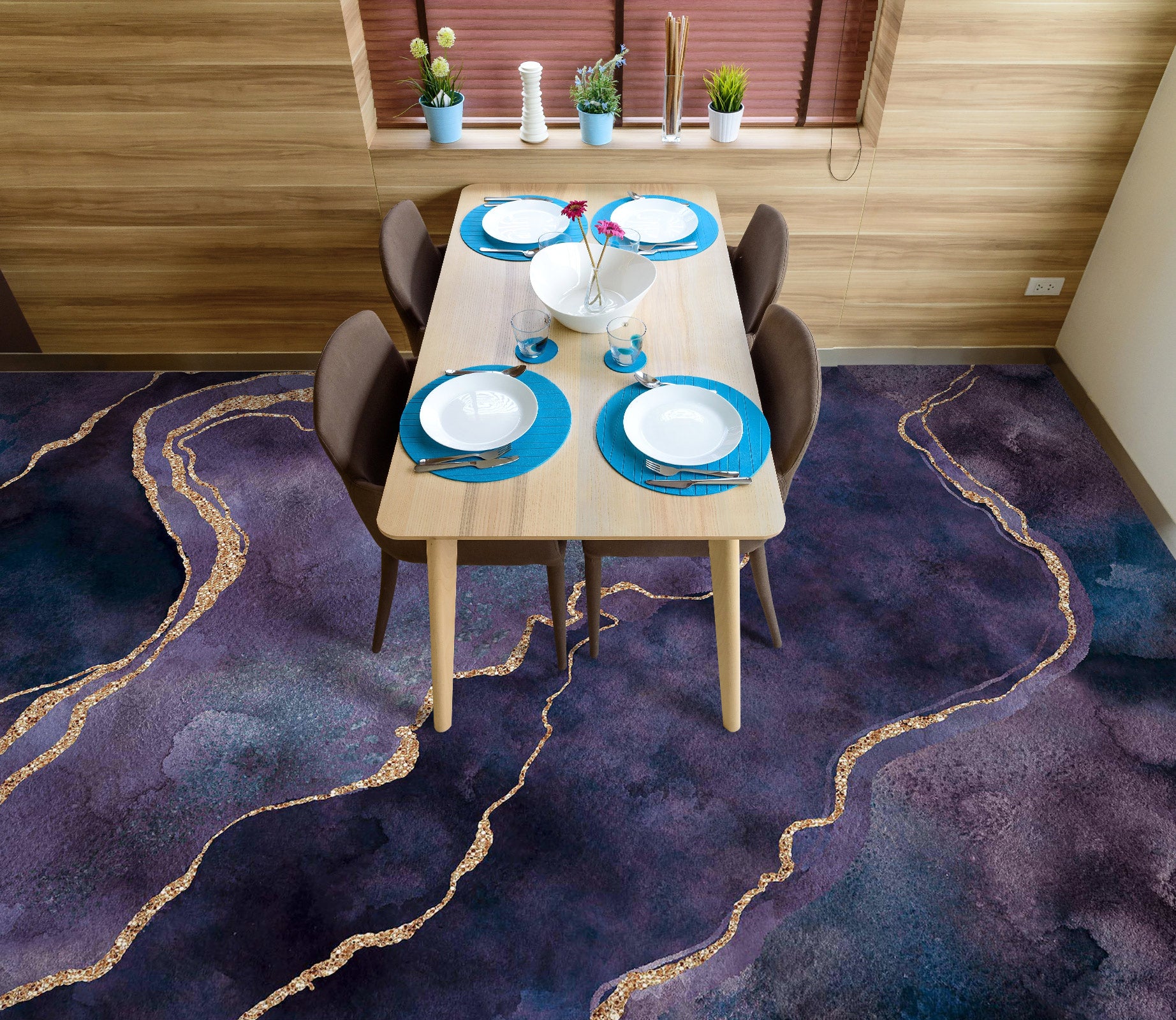 3D Purple Pattern Phnom Penh 102132 Andrea Haase Floor Mural