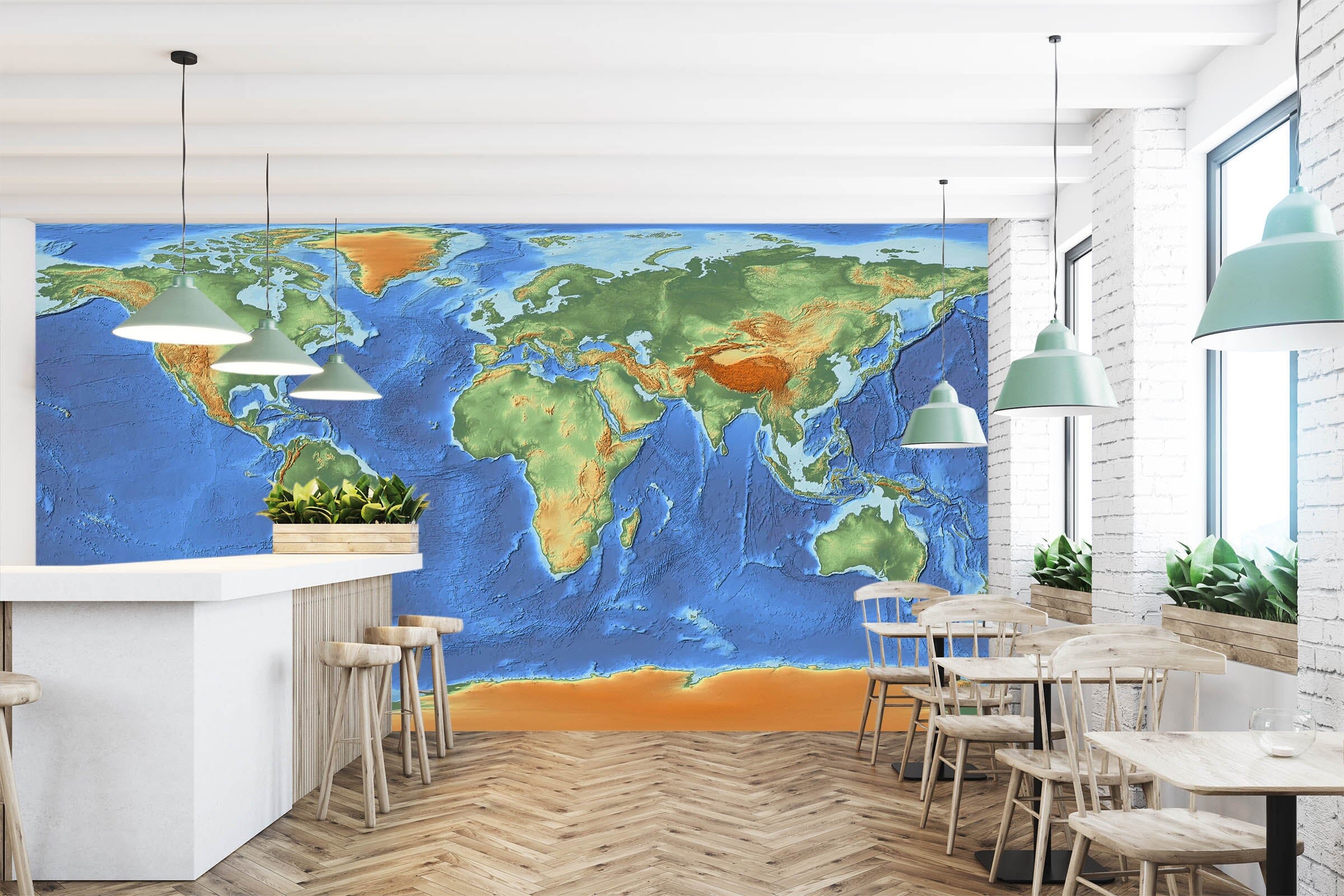 3D Oasis Building 2030 World Map Wall Murals Wallpaper AJ Wallpaper 2 