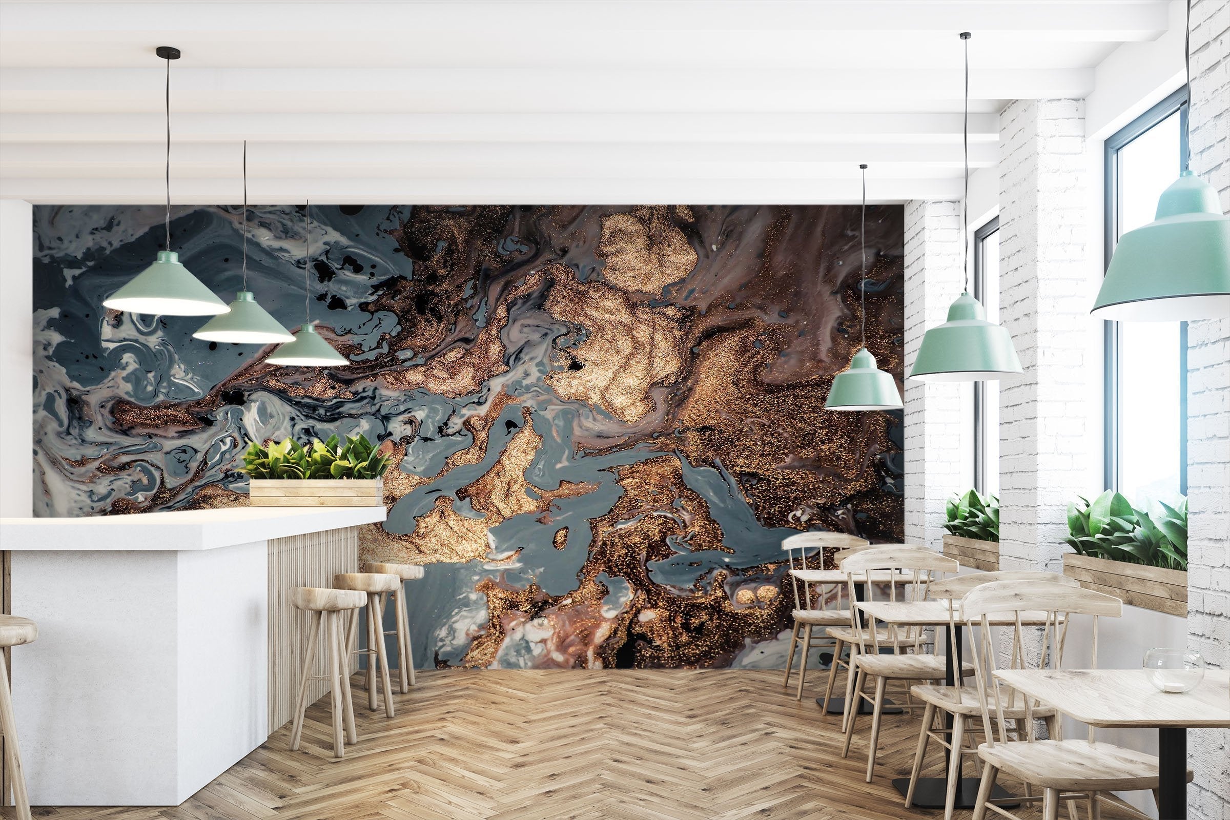 3D Golden Mist Liquid 26 Wall Murals Wallpaper AJ Wallpaper 2 