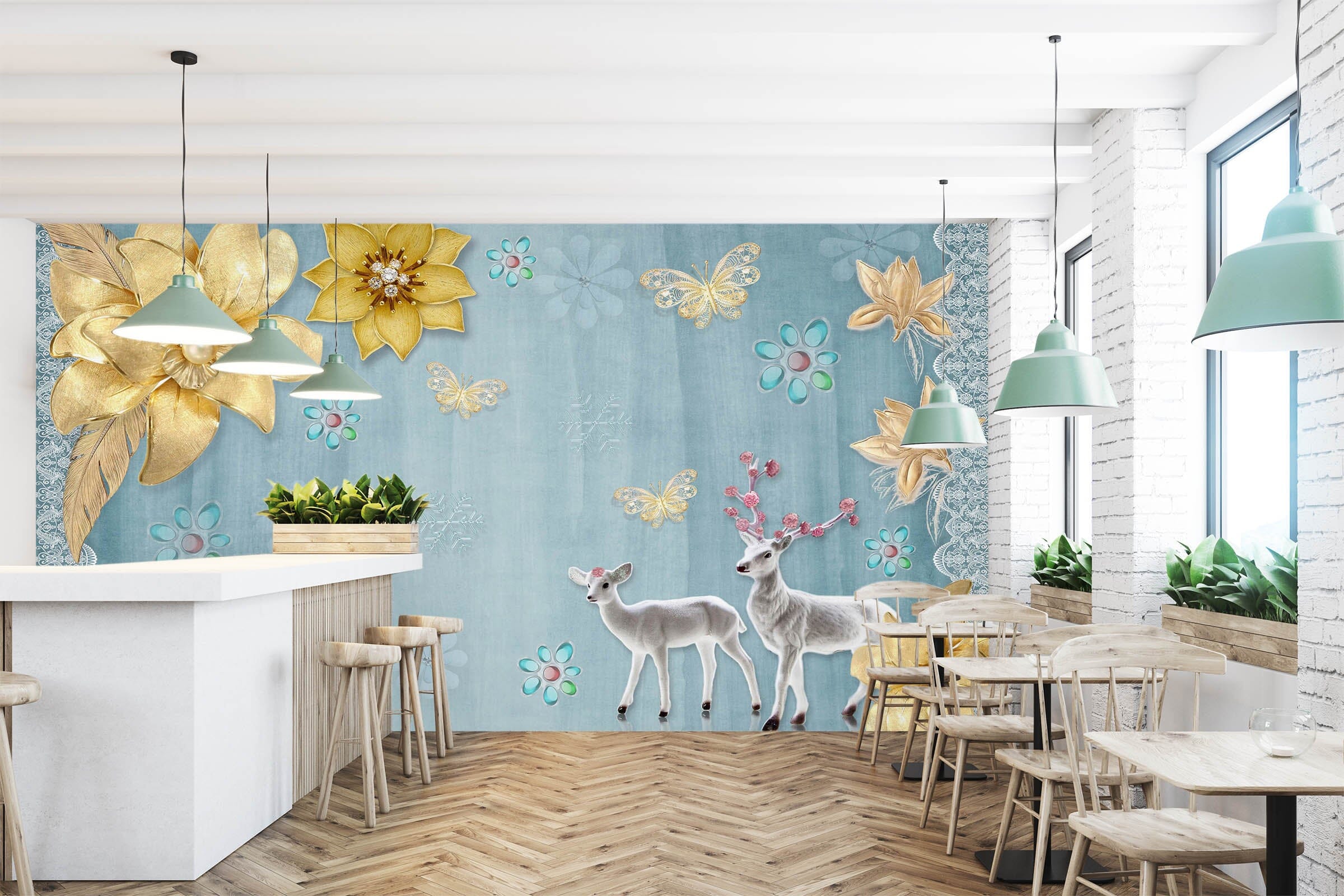 3D Yellow Flowers 1548 Wall Murals Wallpaper AJ Wallpaper 2 