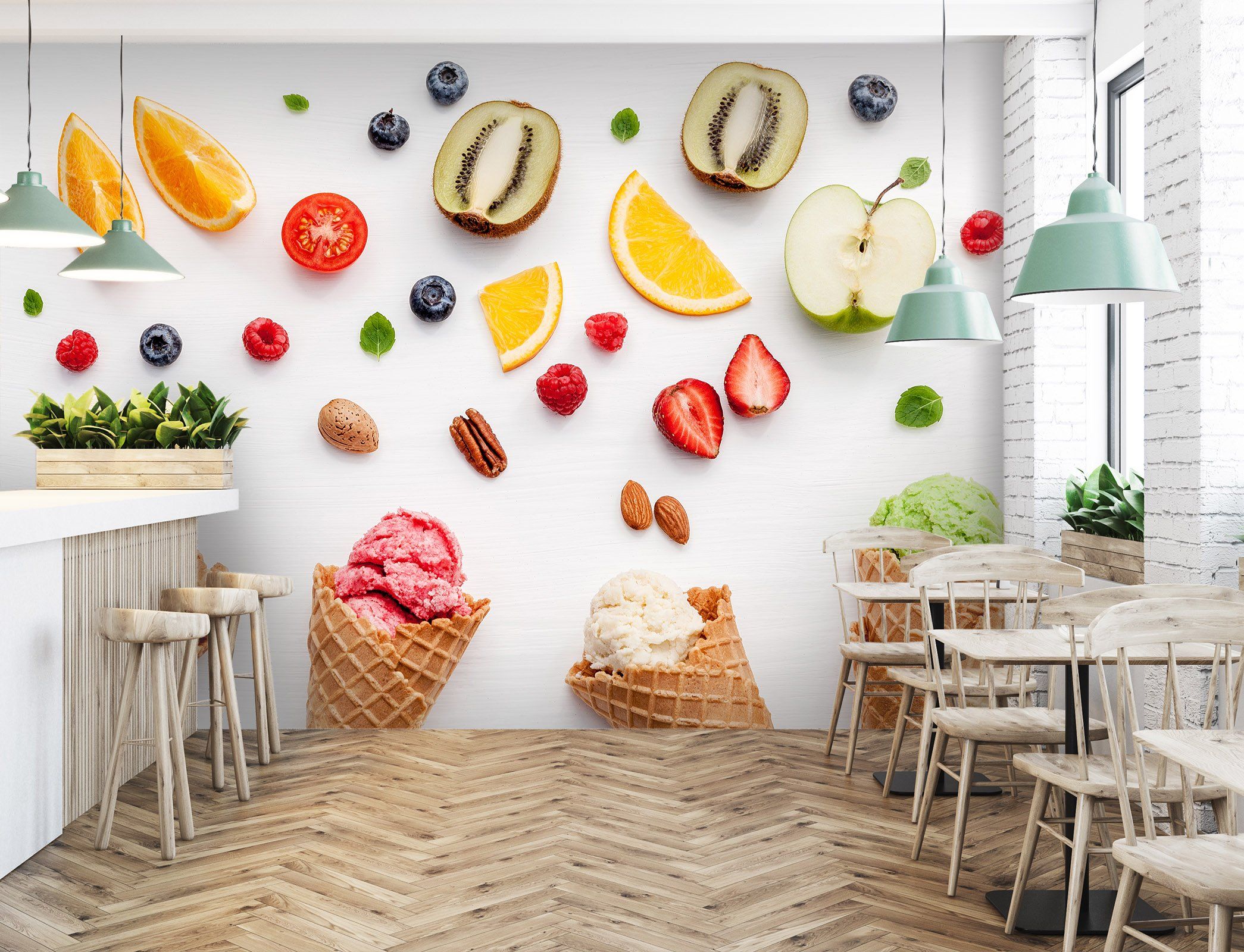 3D Kiwi Orange Ice Cream 4578 Wallpaper AJ Wallpaper 2 
