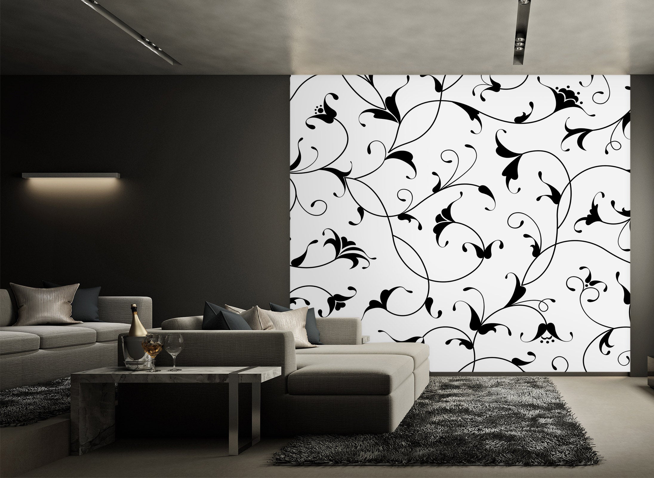 3D Black Flower Pattern 1113 Wall Murals