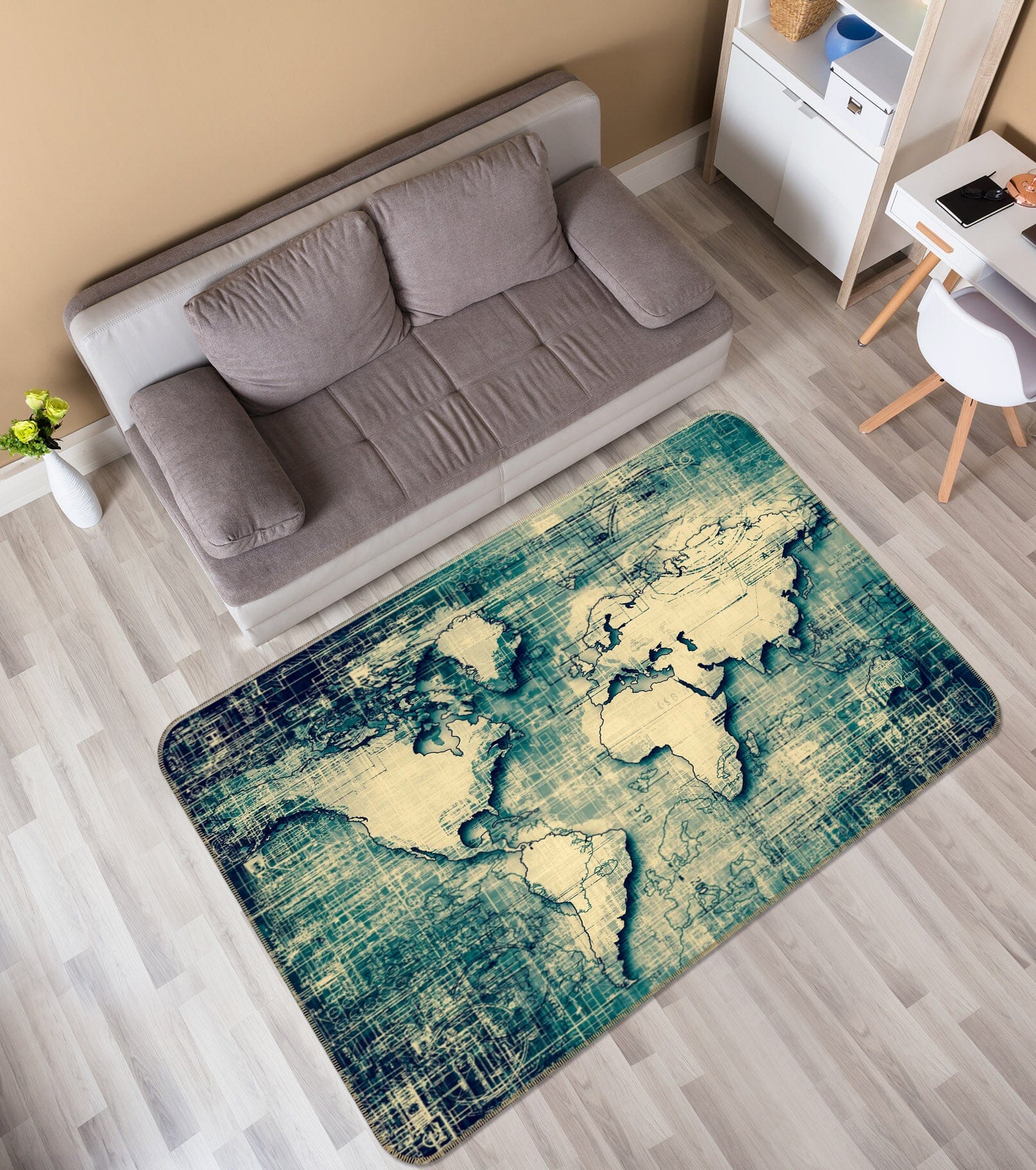 3D Sketch Pattern 297 World Map Non Slip Rug Mat Mat AJ Creativity Home 