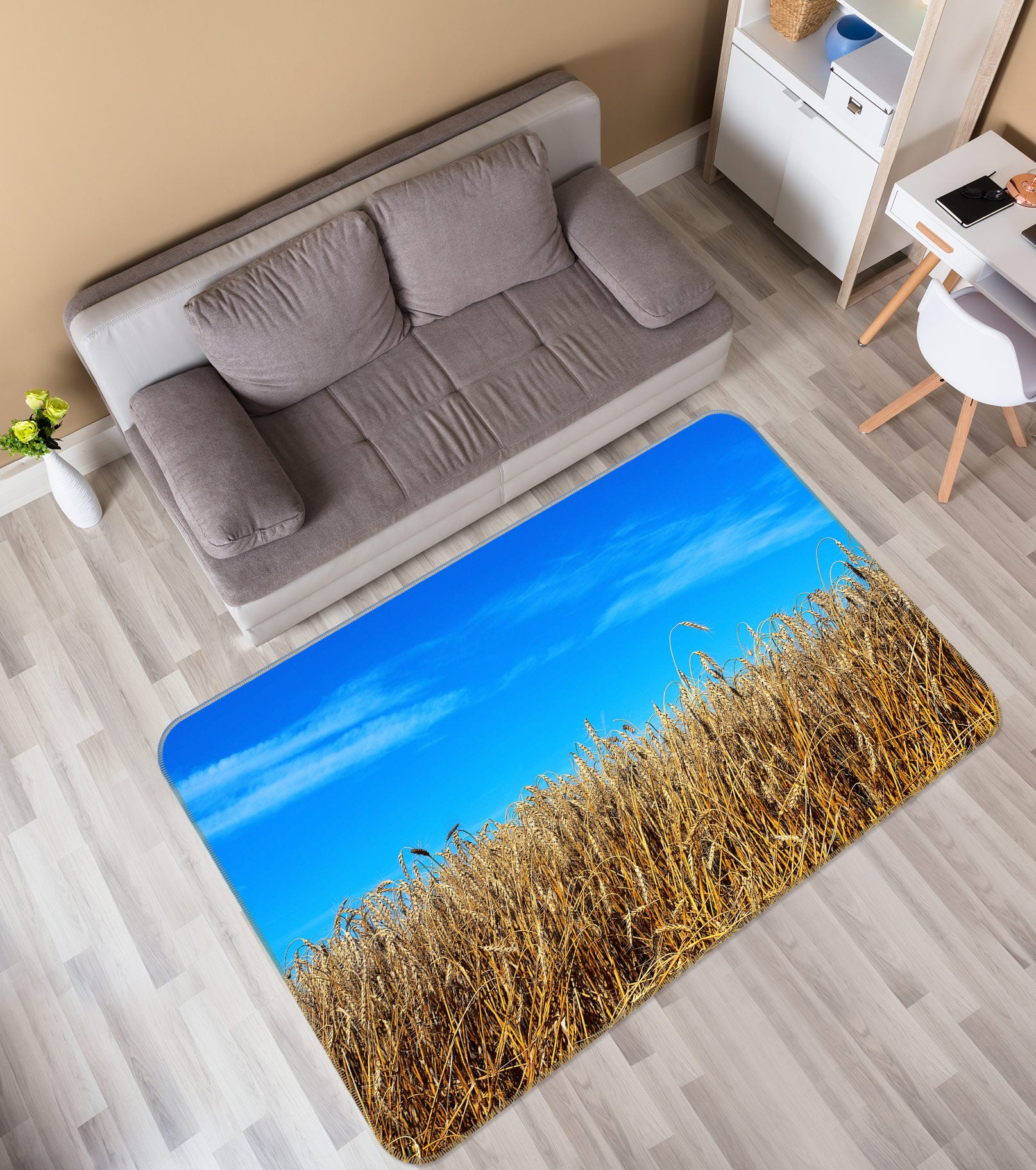 3D Withered Grass Sky 75279 Non Slip Rug Mat