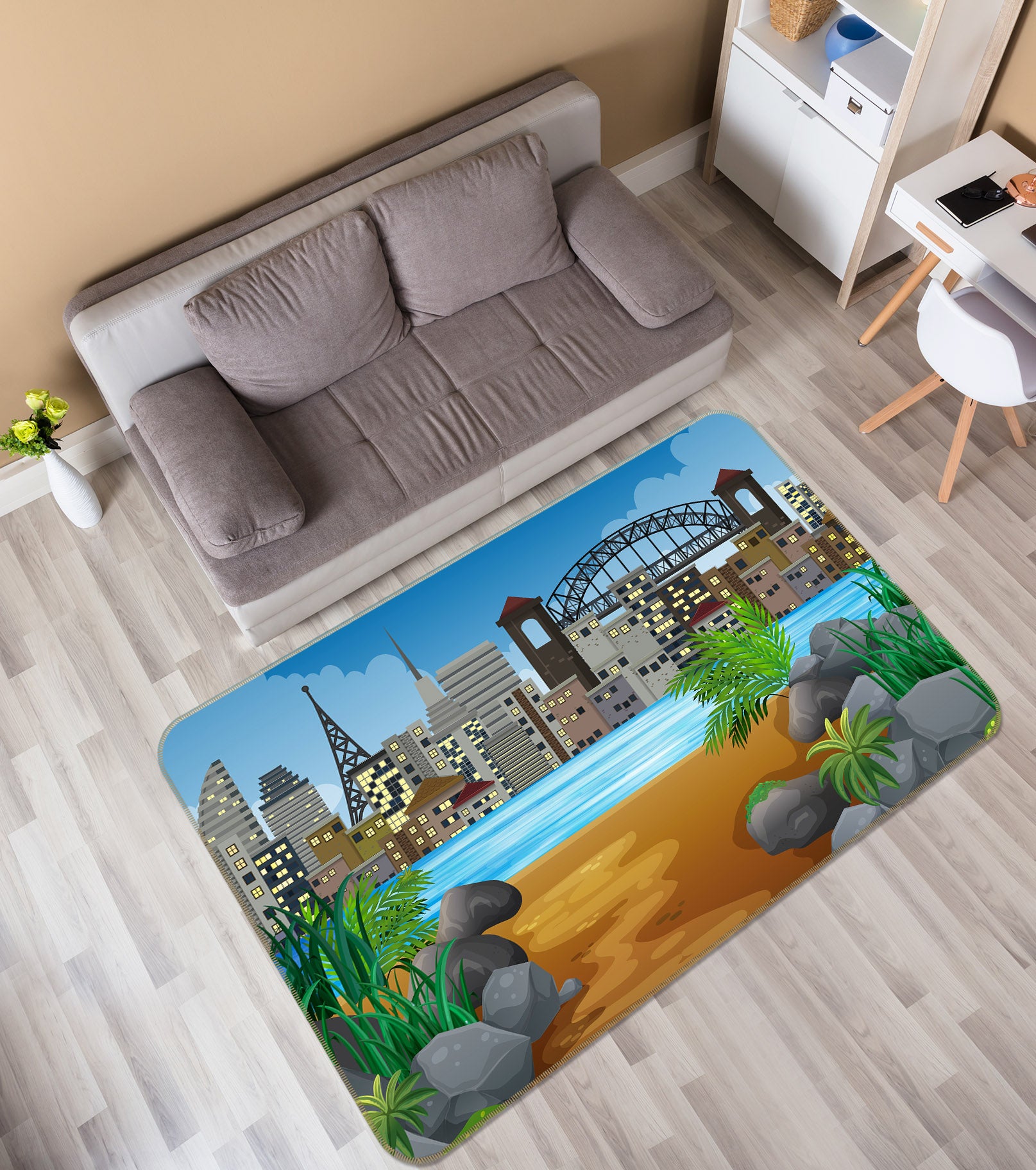 3D City River 36158 Non Slip Rug Mat