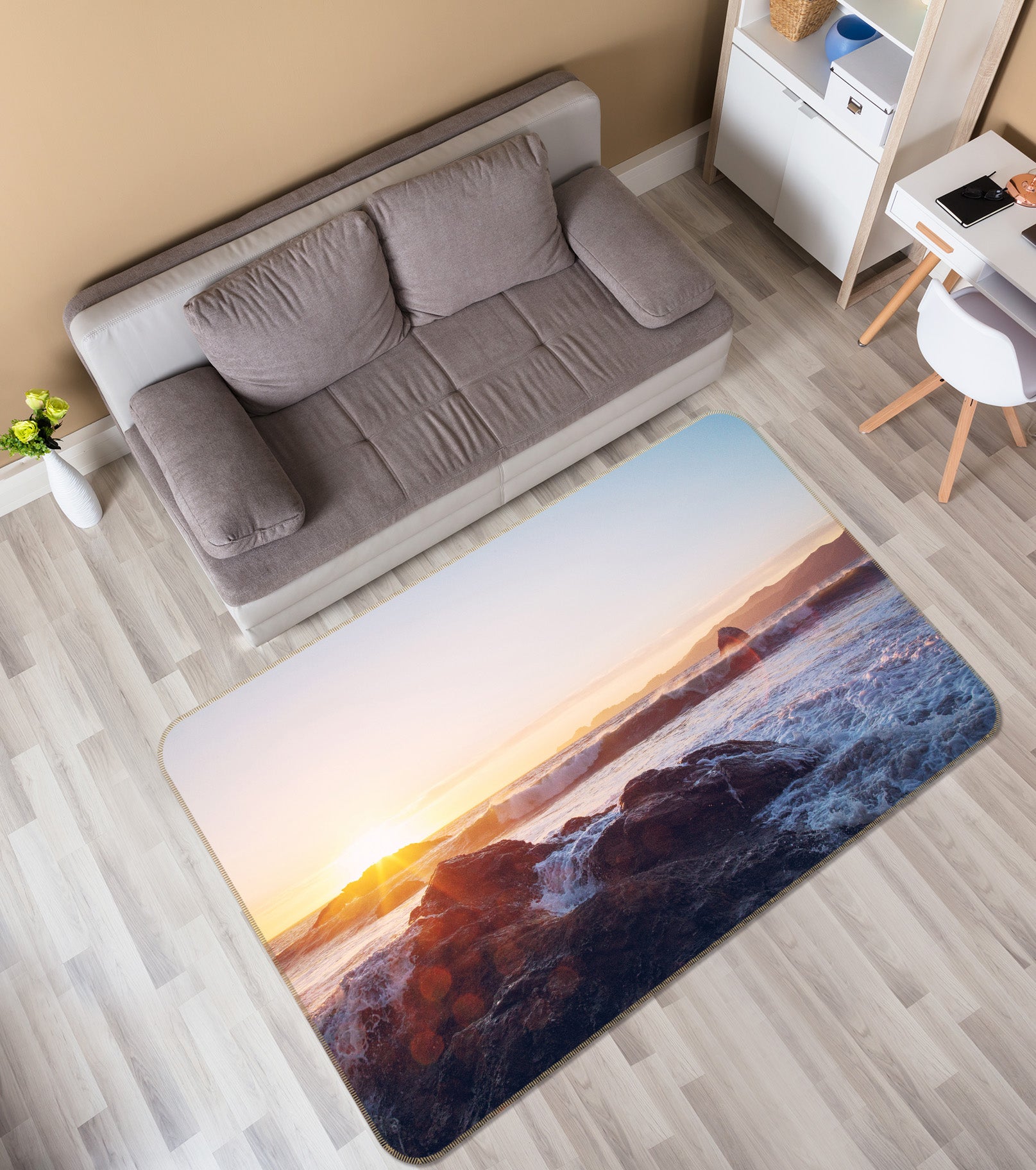 3D Waves Stone 36008 Non Slip Rug Mat