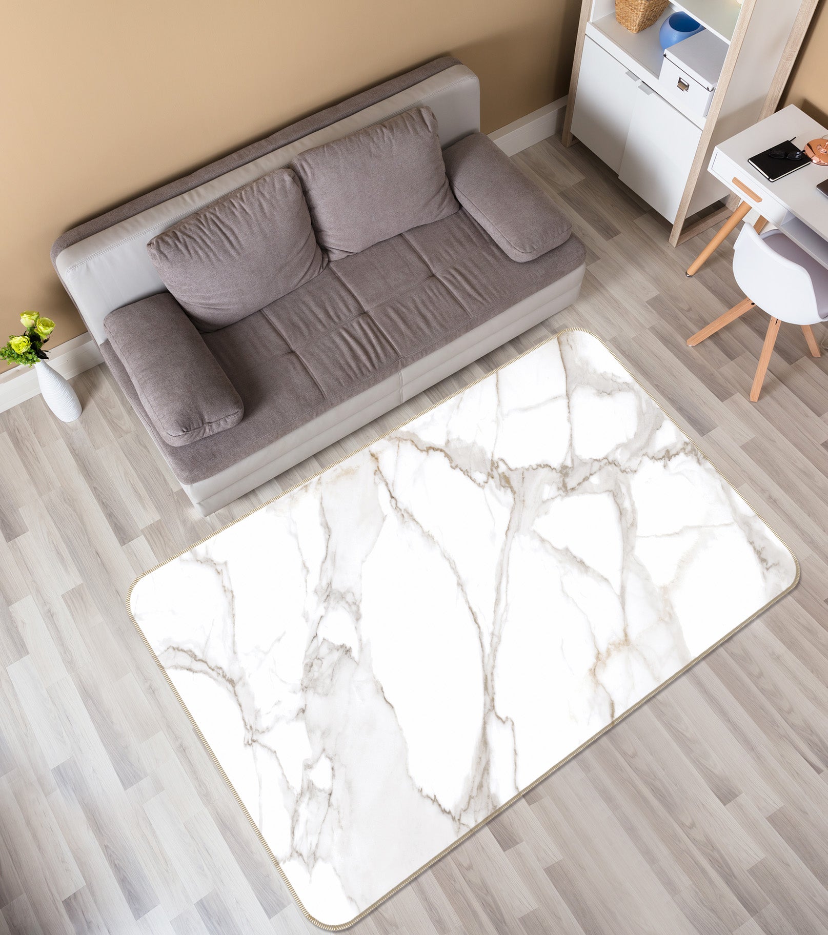 3D White Texture 25226 Non Slip Rug Mat