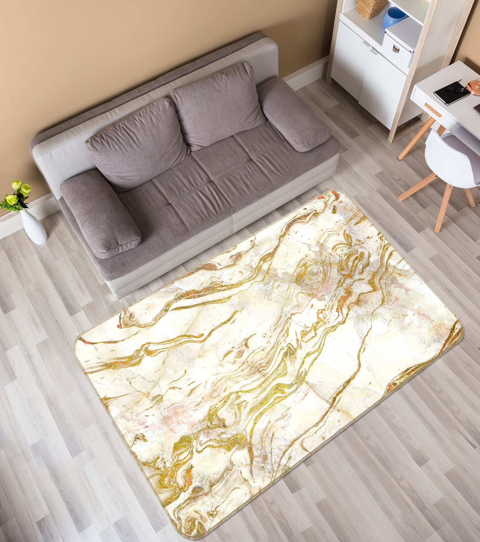 3D Golden Pattern 25243 Non Slip Rug Mat