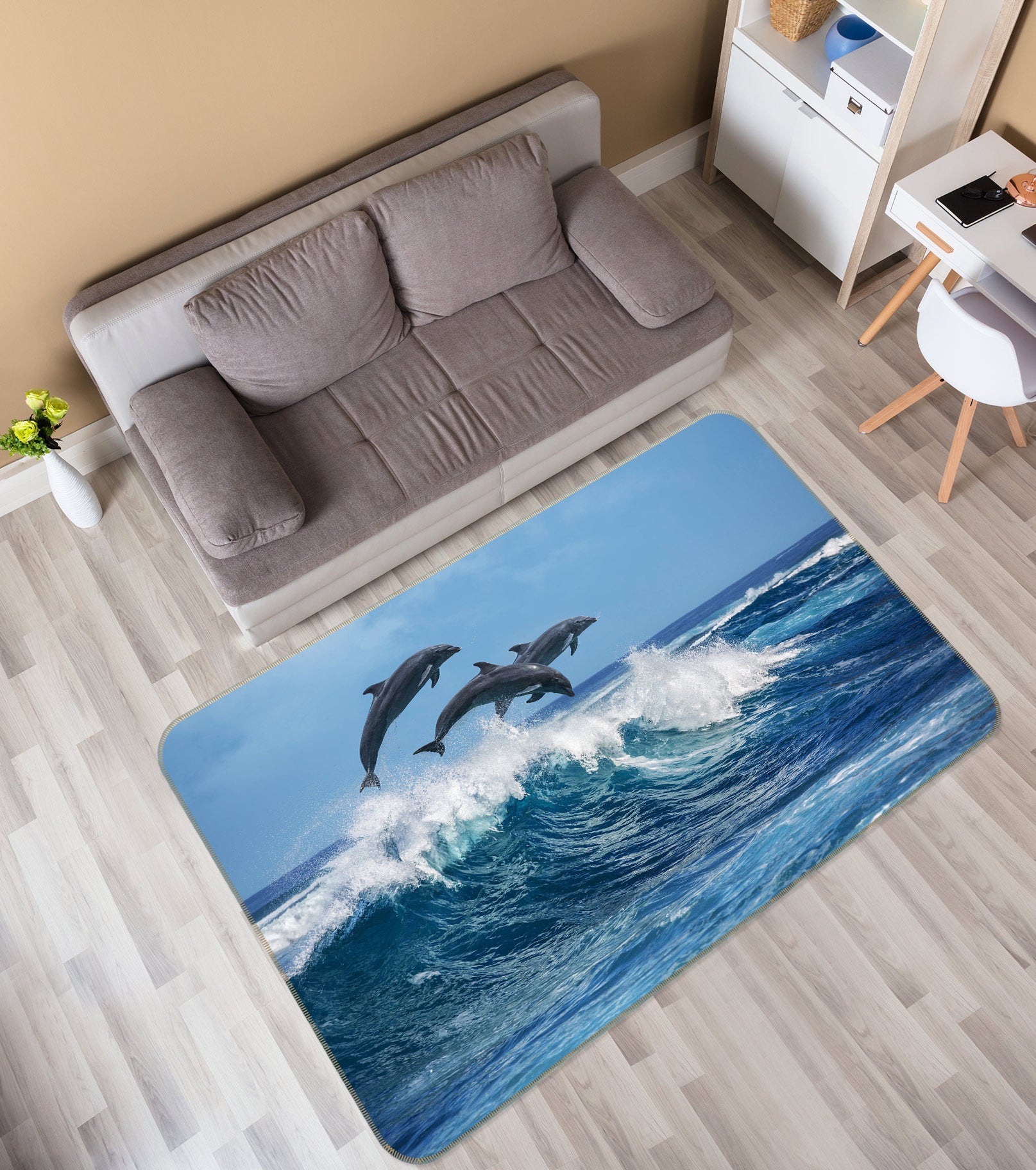 3D Waves Dolphin 77132 Non Slip Rug Mat