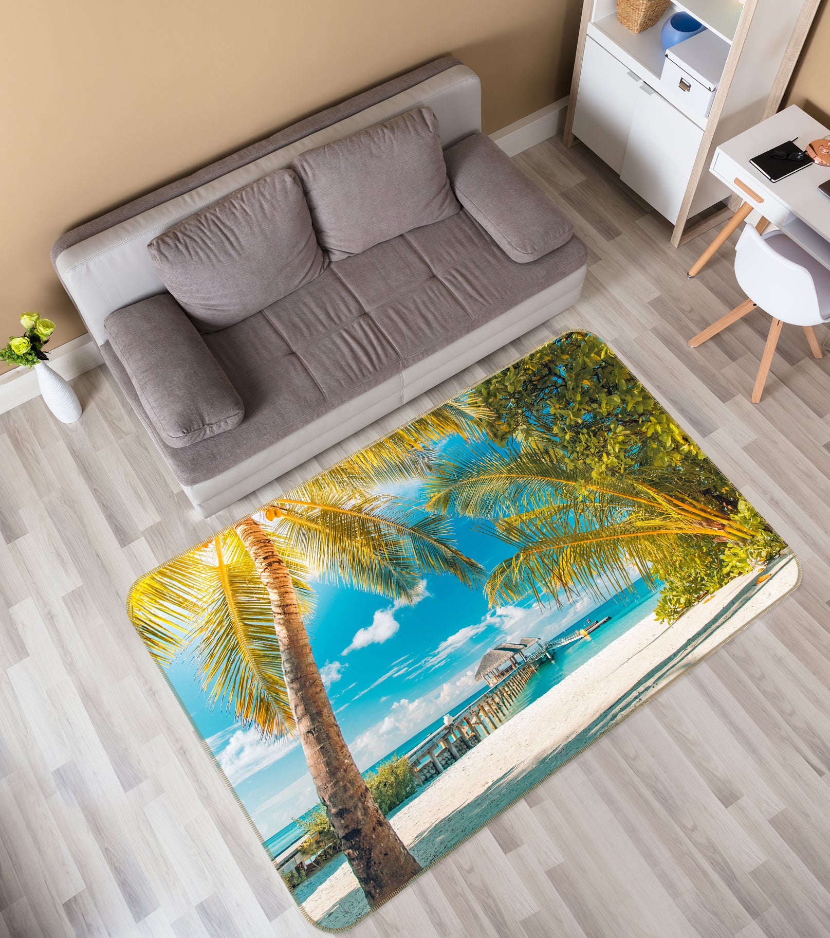 3D Coconut Tree 77152 Non Slip Rug Mat
