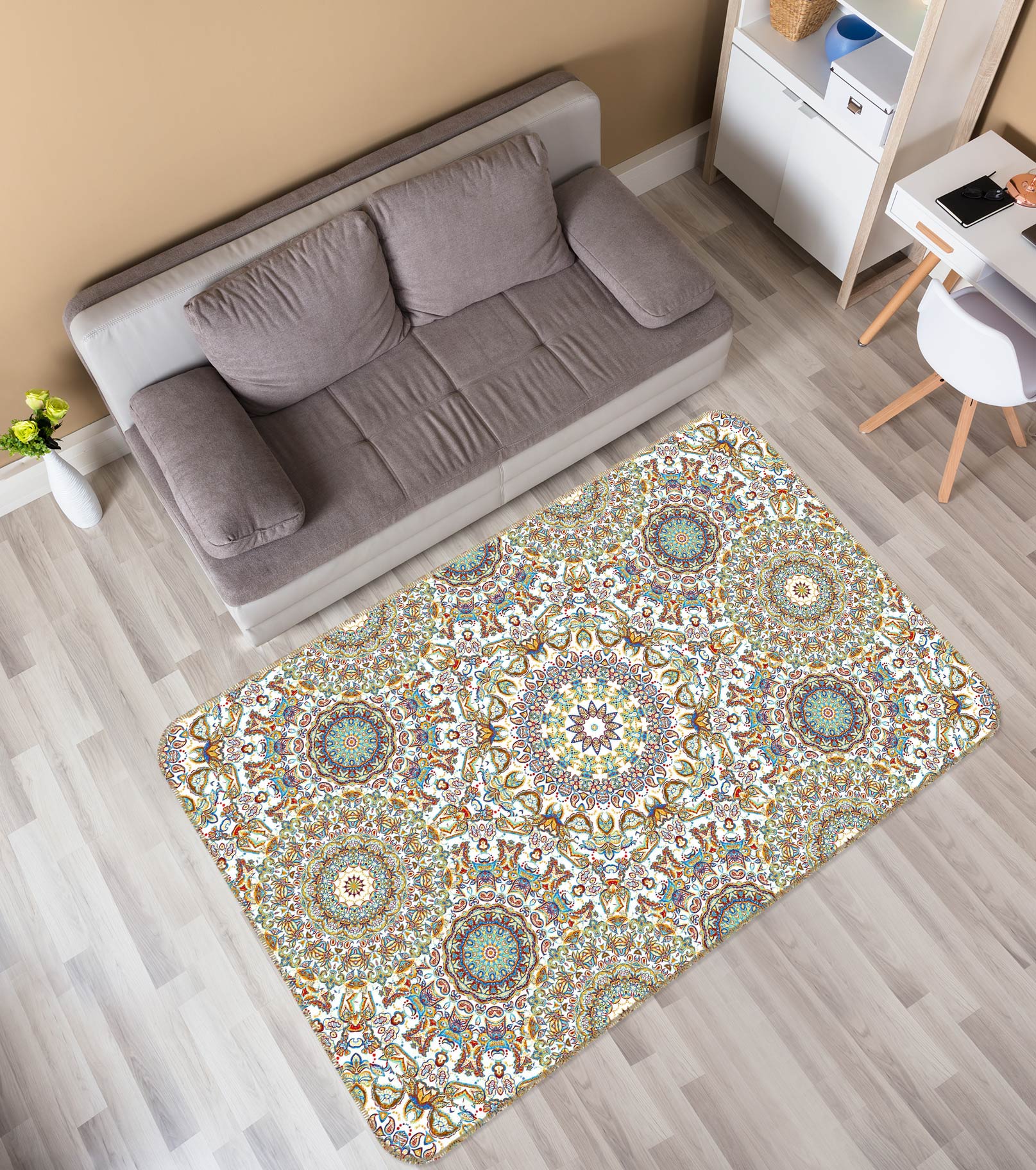 3D Brown Pattern 33037 Non Slip Rug Mat