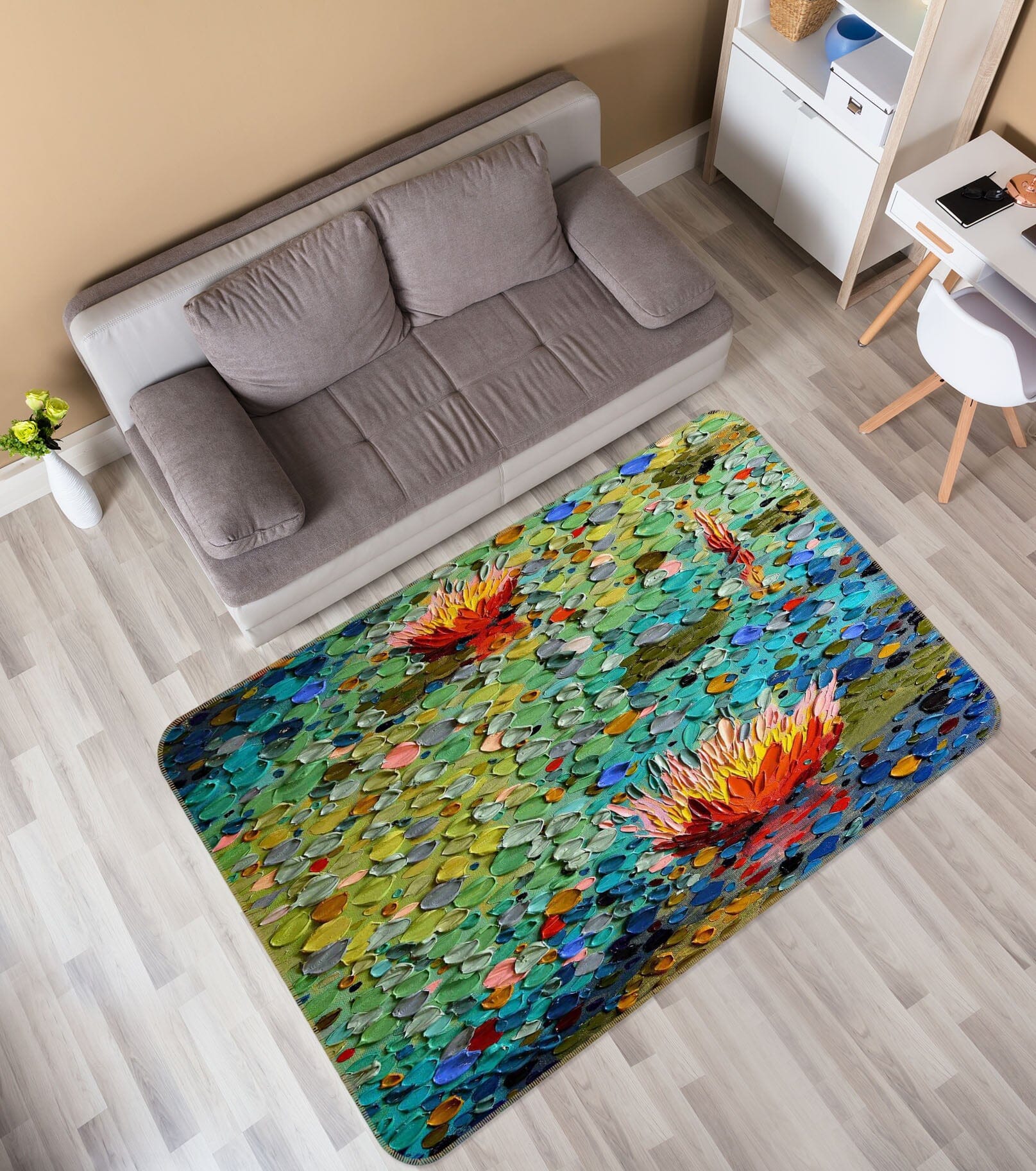 3D Lotus Light 1017 Dena Tollefson Rug Non Slip Rug Mat Mat AJ Creativity Home 