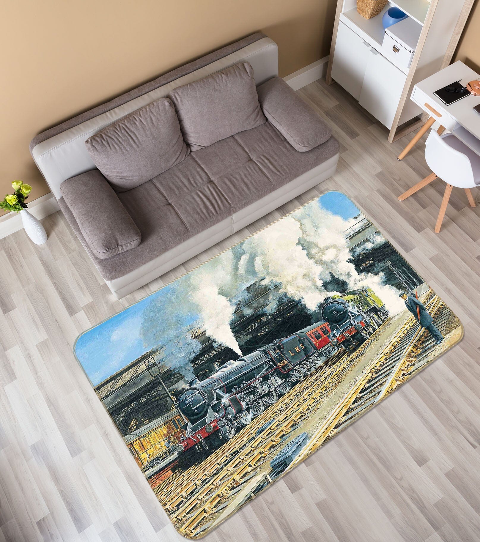 3D Full Steam Ahead 1074 Trevor Mitchell Rug Non Slip Rug Mat Mat AJ Creativity Home 