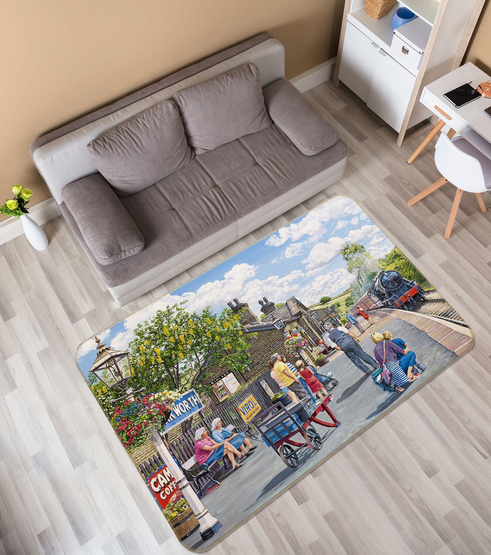 3D Oakworth Station 1091 Trevor Mitchell Rug Non Slip Rug Mat Mat AJ Creativity Home 
