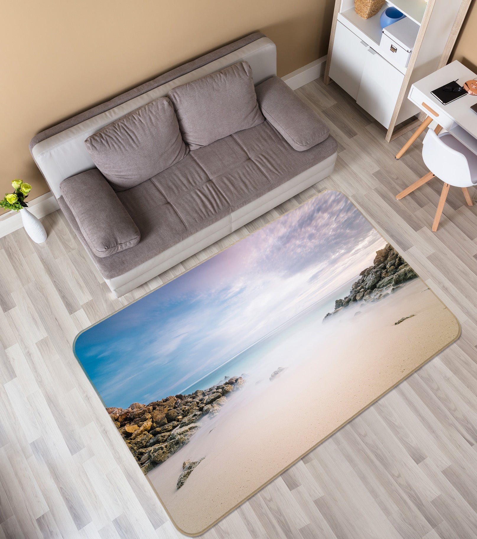 3D Beach Stone 31103 Non Slip Rug Mat