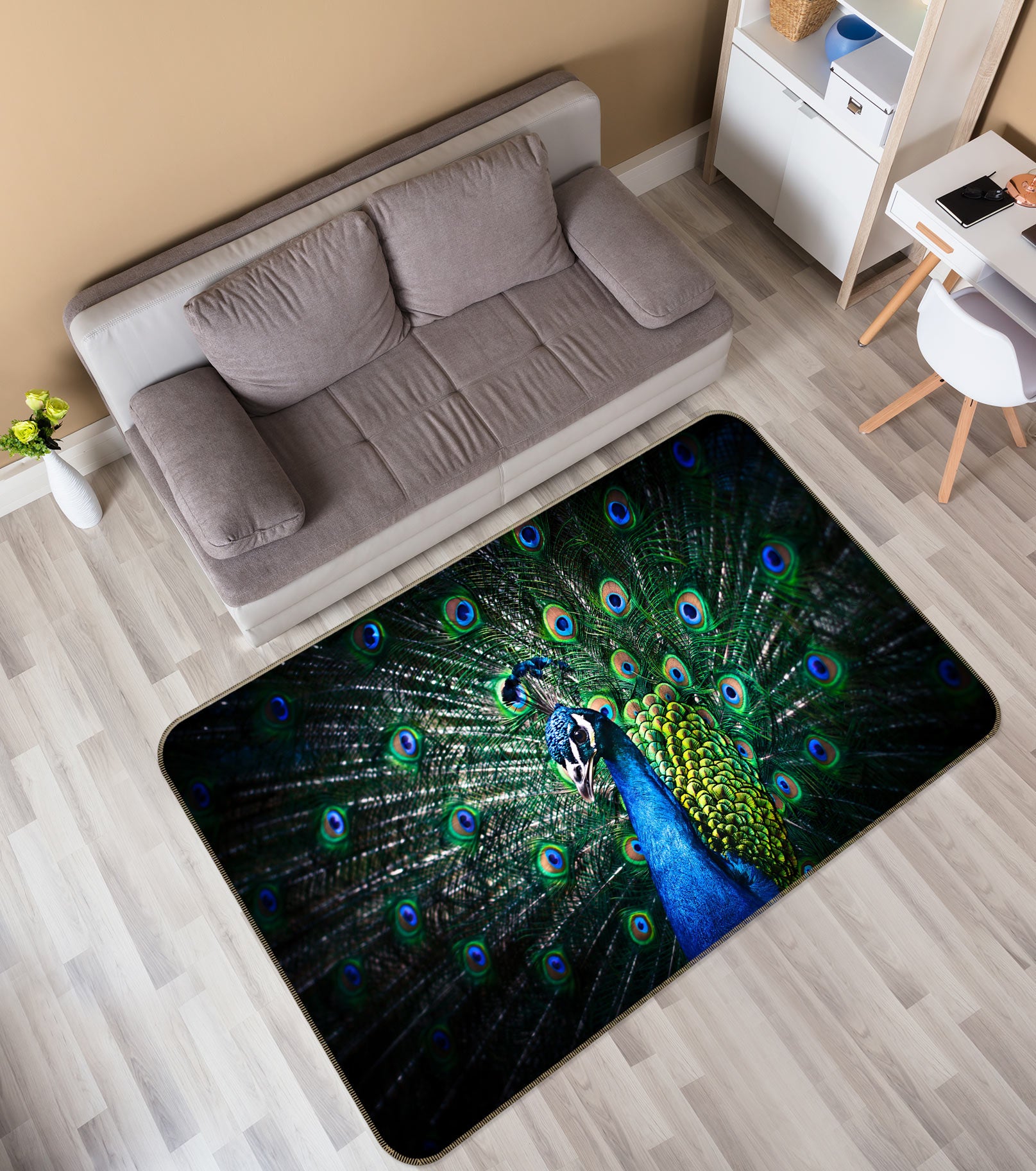 3D Peacock 30003 Non Slip Rug Mat
