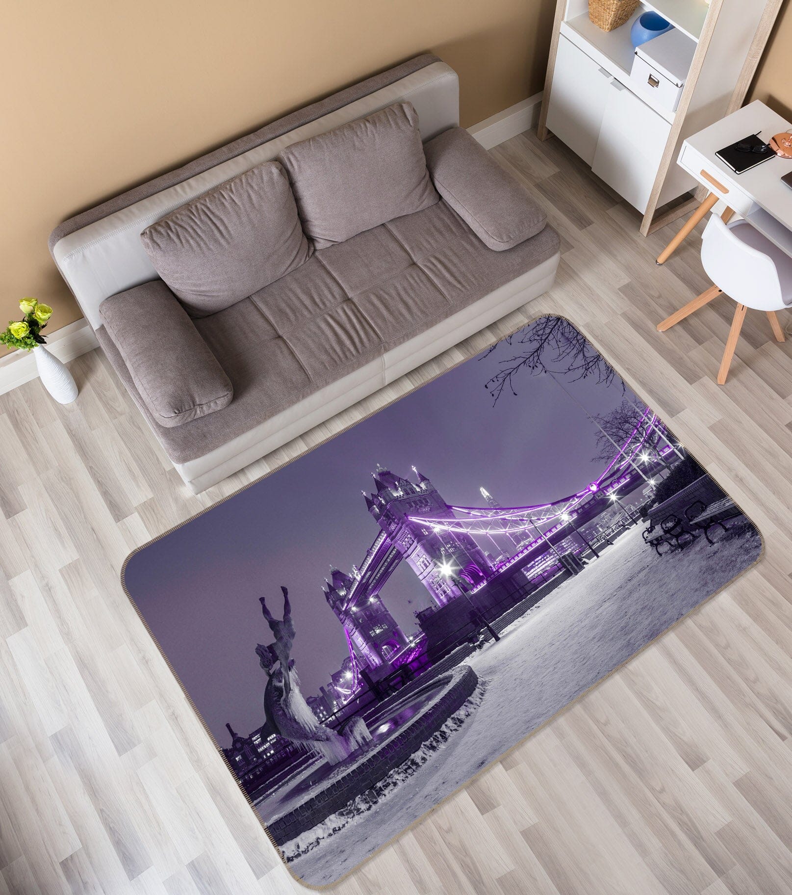 3D Purple Lights 3033 Assaf Frank Rug Non Slip Rug Mat Mat AJ Creativity Home 