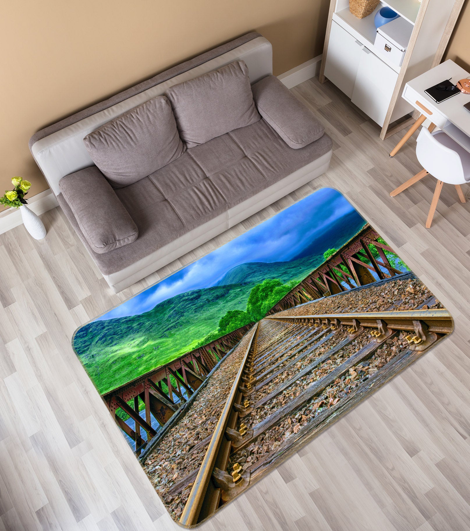 3D Mountains Track 68076 Vehicle Non Slip Rug Mat