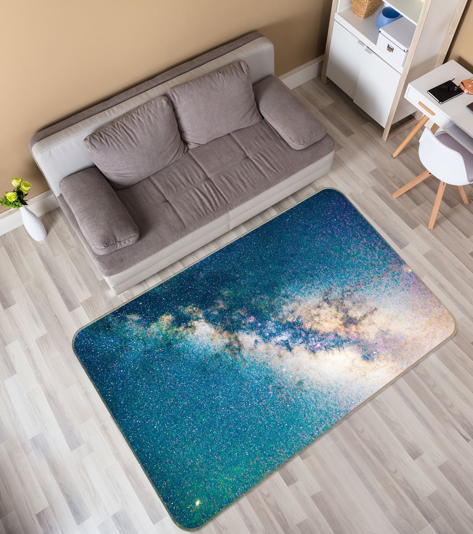 3D Blue Starry Sky 26225 Non Slip Rug Mat
