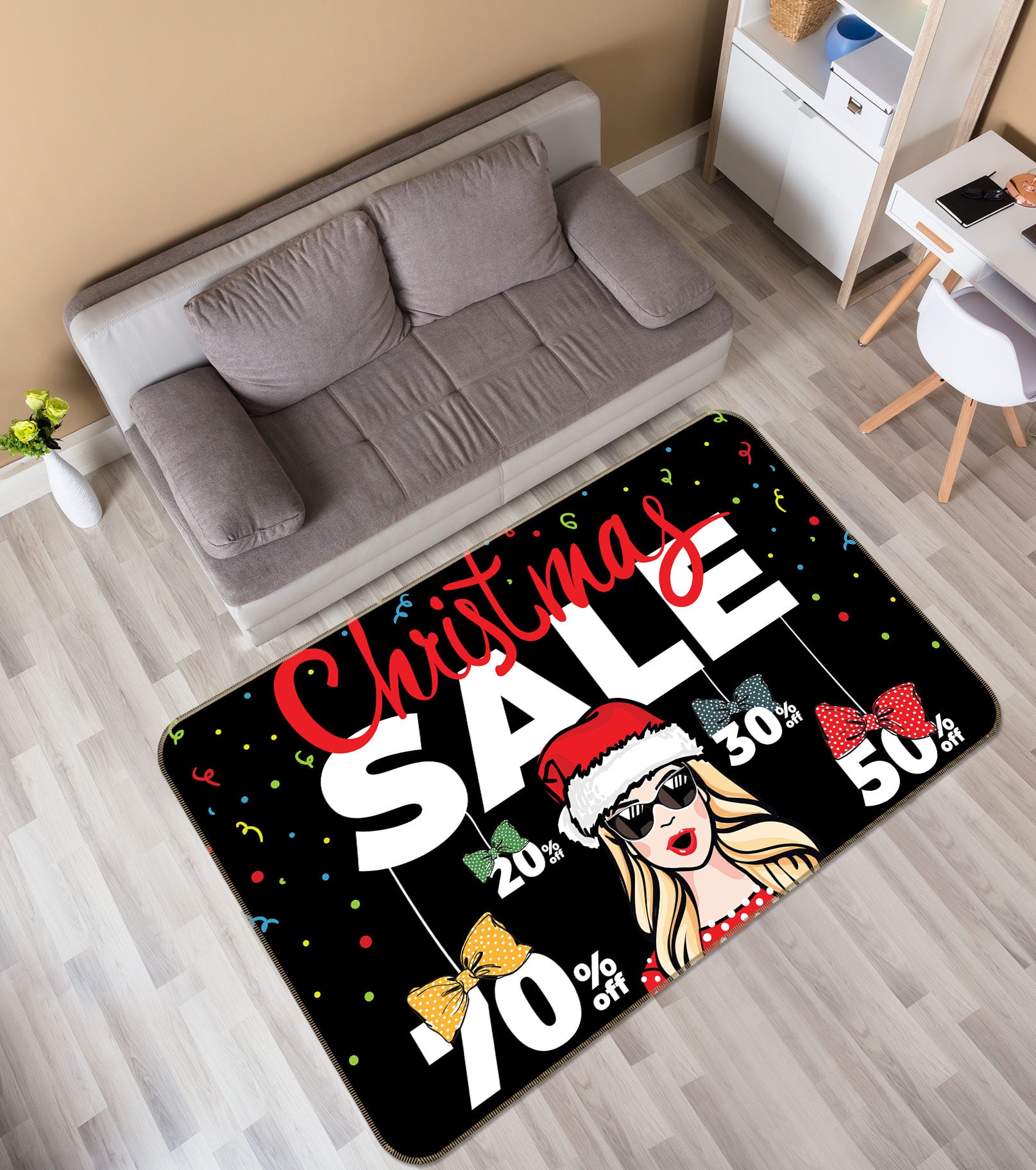 3D Color Bow 1032 Non Slip Rug Mat