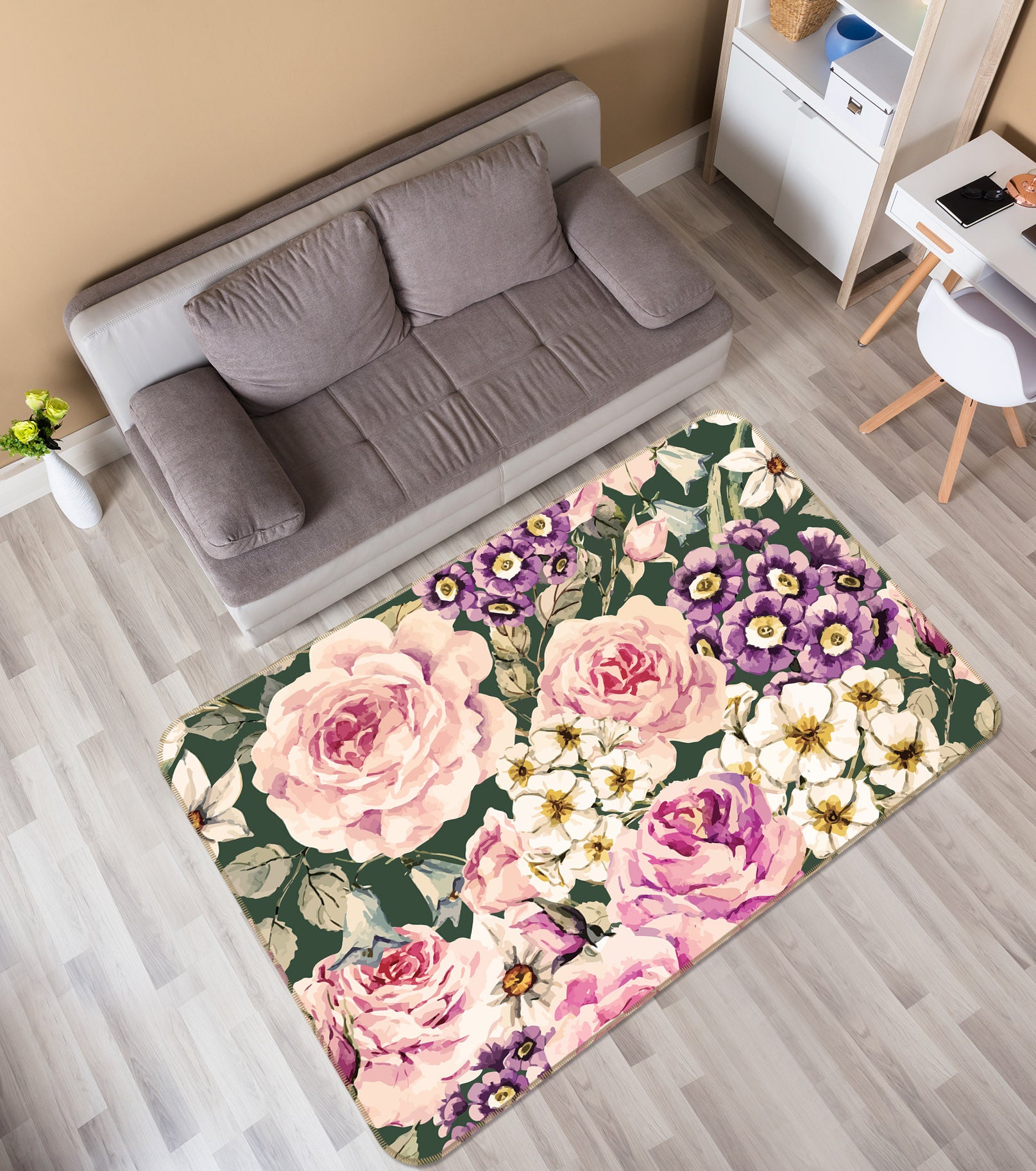 3D Flowers 29211 Non Slip Rug Mat