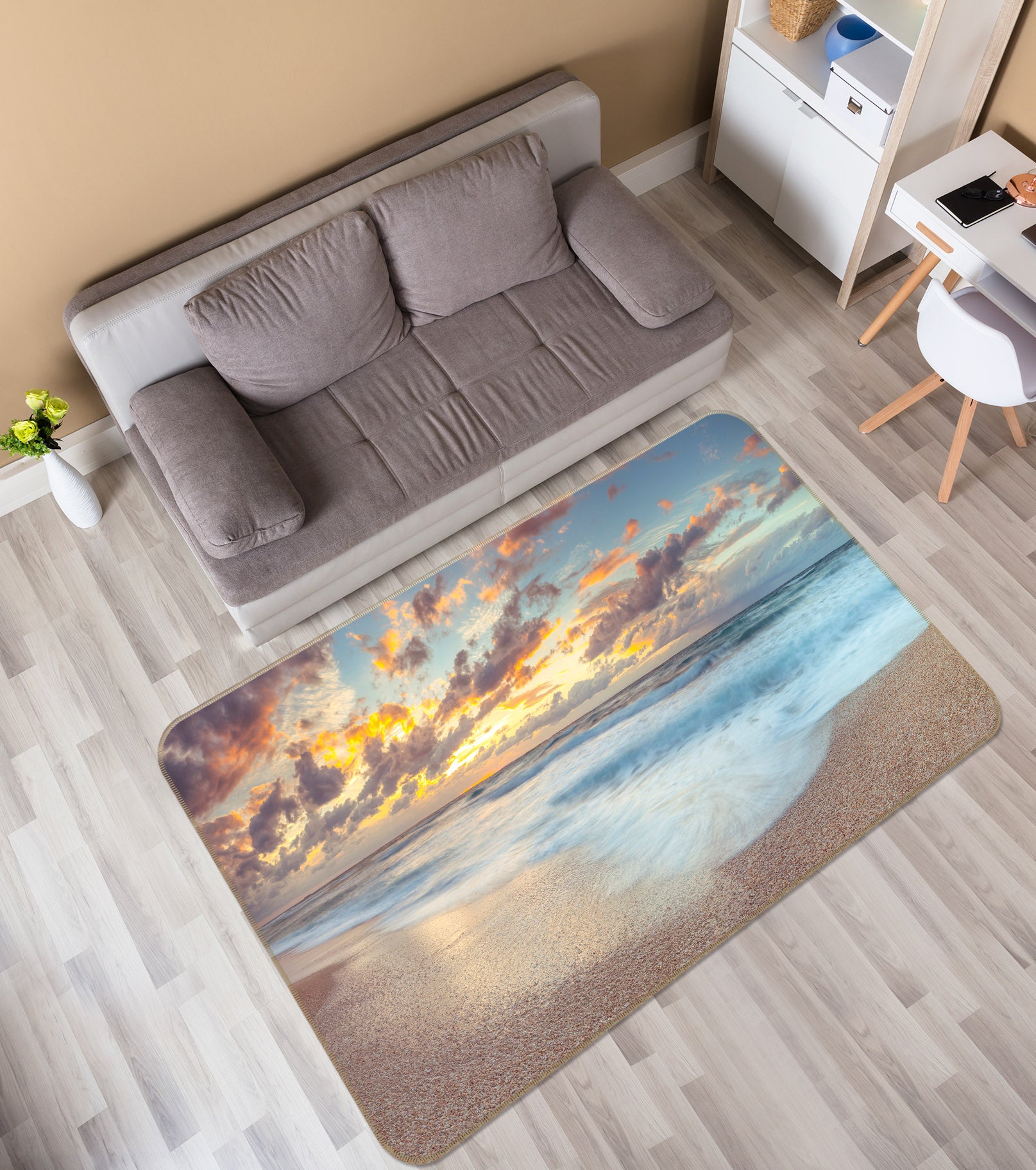 3D Seaside Beach 83255 Assaf Frank Rug Non Slip Rug Mat